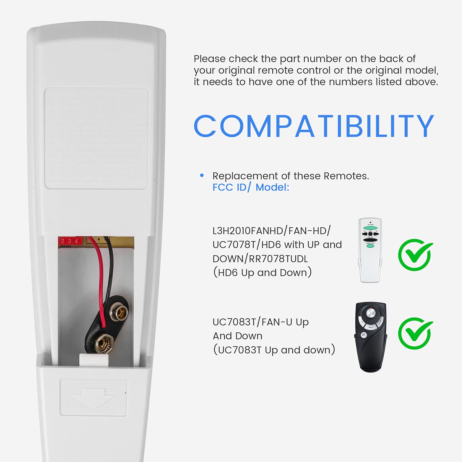 Eogifee Ceiling Fan Remote Control Replacement Of Hampton Bay Uc7078T With Up And Down Light