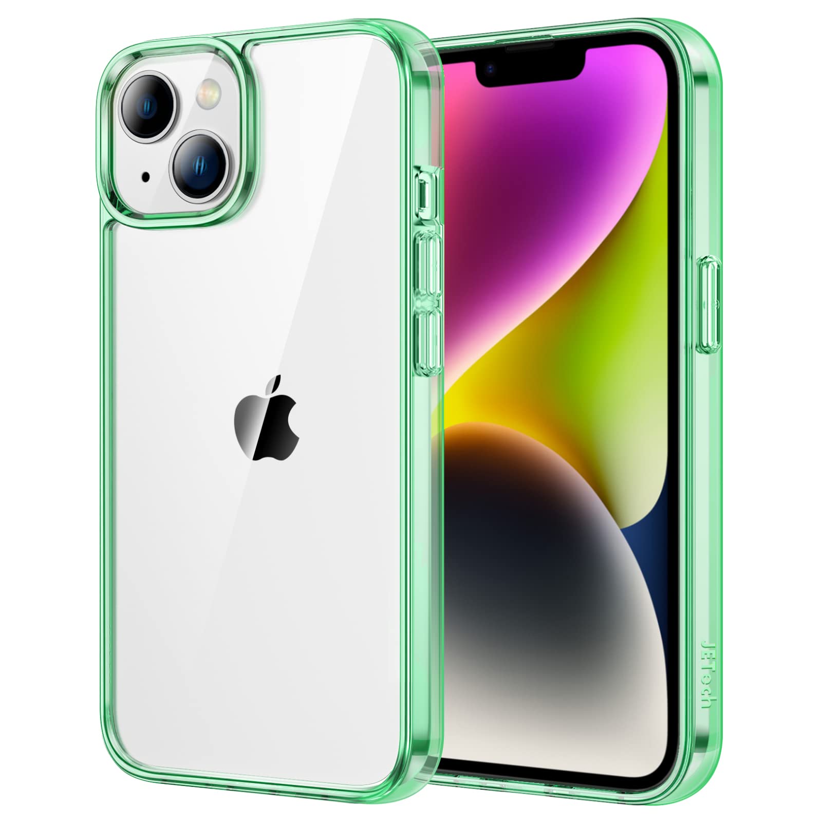 JETech Case for iPhone 14 6.1-Inch, Non-Yellowing Shockproof Phone Bumper Cover, Anti-Scratch Clear Back (Midnight Green)