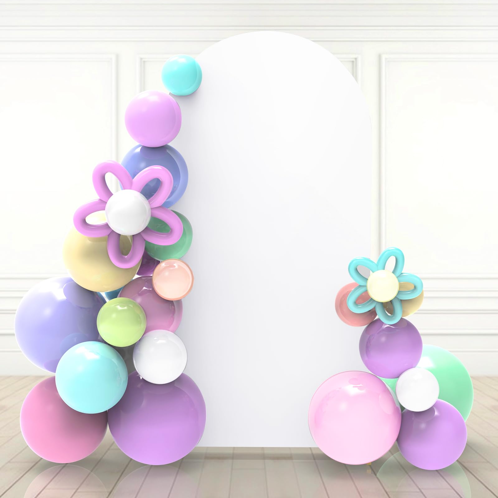 Babenest 5Ft White Wedding Arch Cover, Spandex Fitted Arch Backdrop Cover For Photography, Round Top Chiara Stand Cover For Part