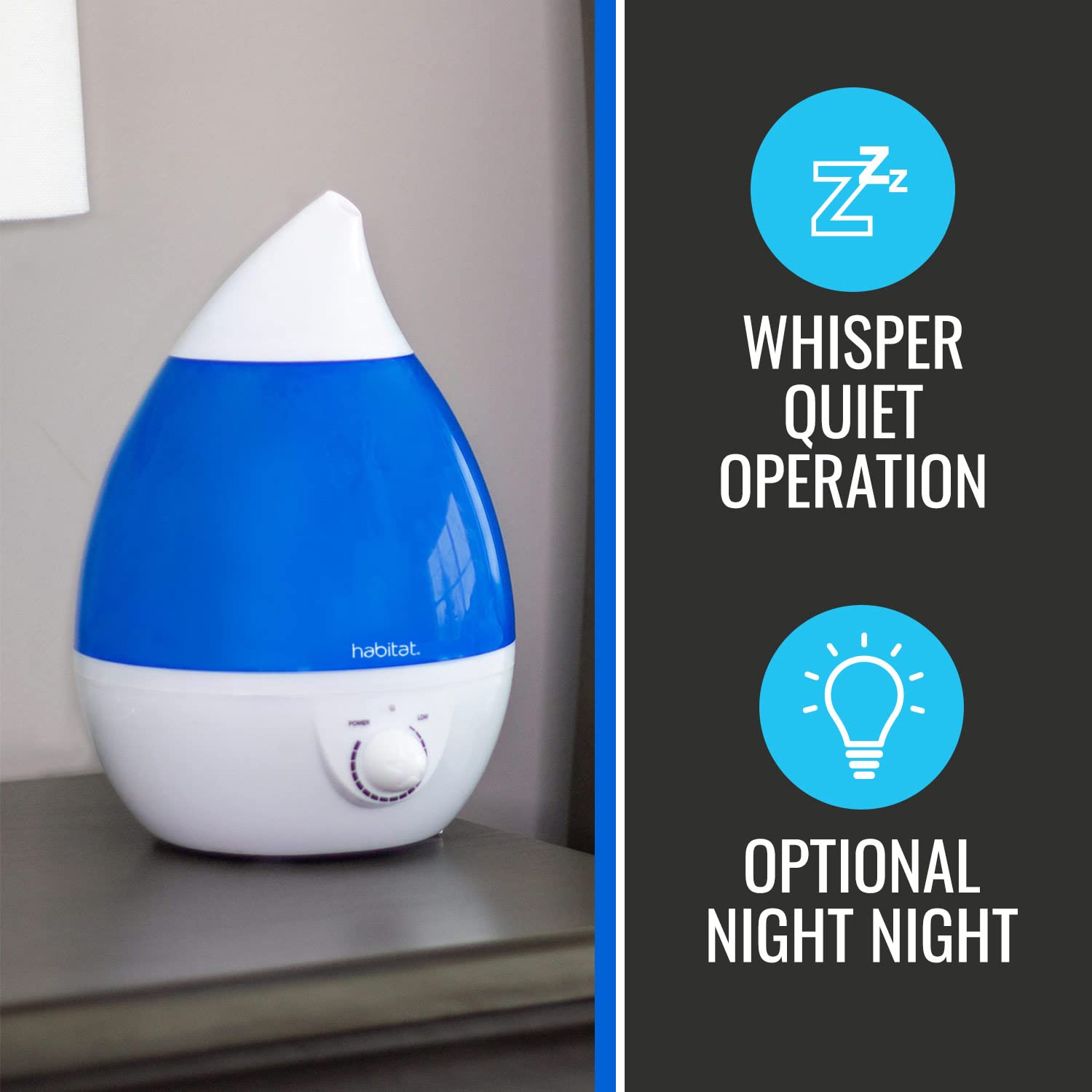 Habitat Cool Mist Ultrasonic Humidifier With Large 2.5L Tank, Whisper Quiet Humidifier With Led Light For Bedroom, 24 Hours Of C