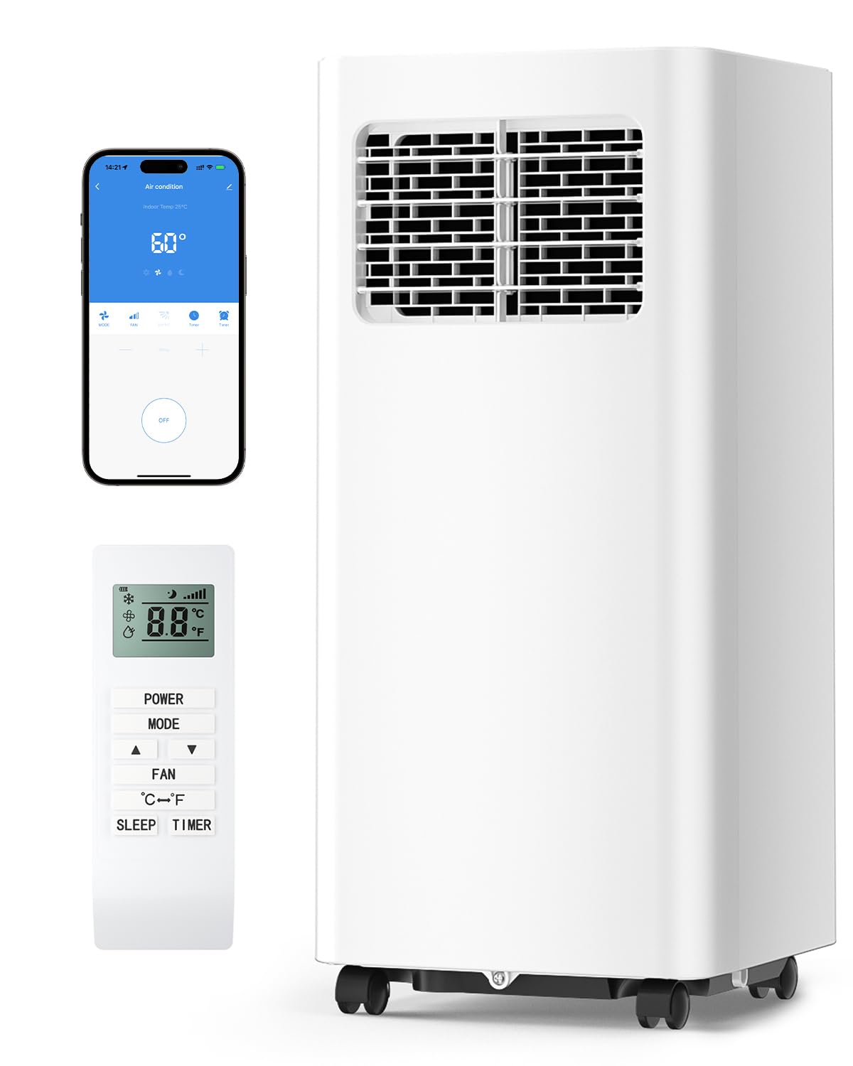 Feelfunn 12,000 BTU Portable Air Conditioners - 3-in-1 Portable AC Unit Cools Up to 600 Sq.Ft., with App/Wifi/Remote Control, De