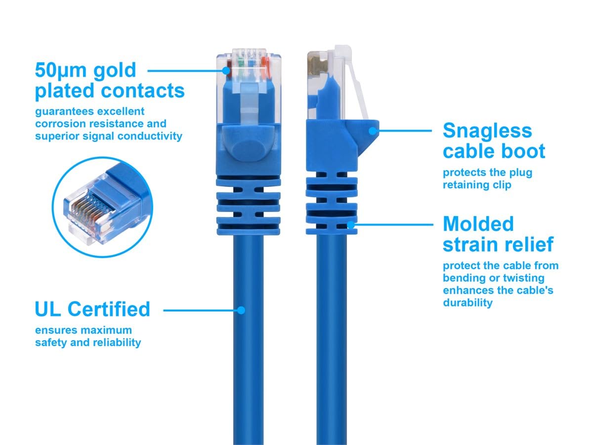 Monoprice 100Ft 24Awg Cat6 550Mhz Utp Ethernet Bare Copper Network Cable   Blue