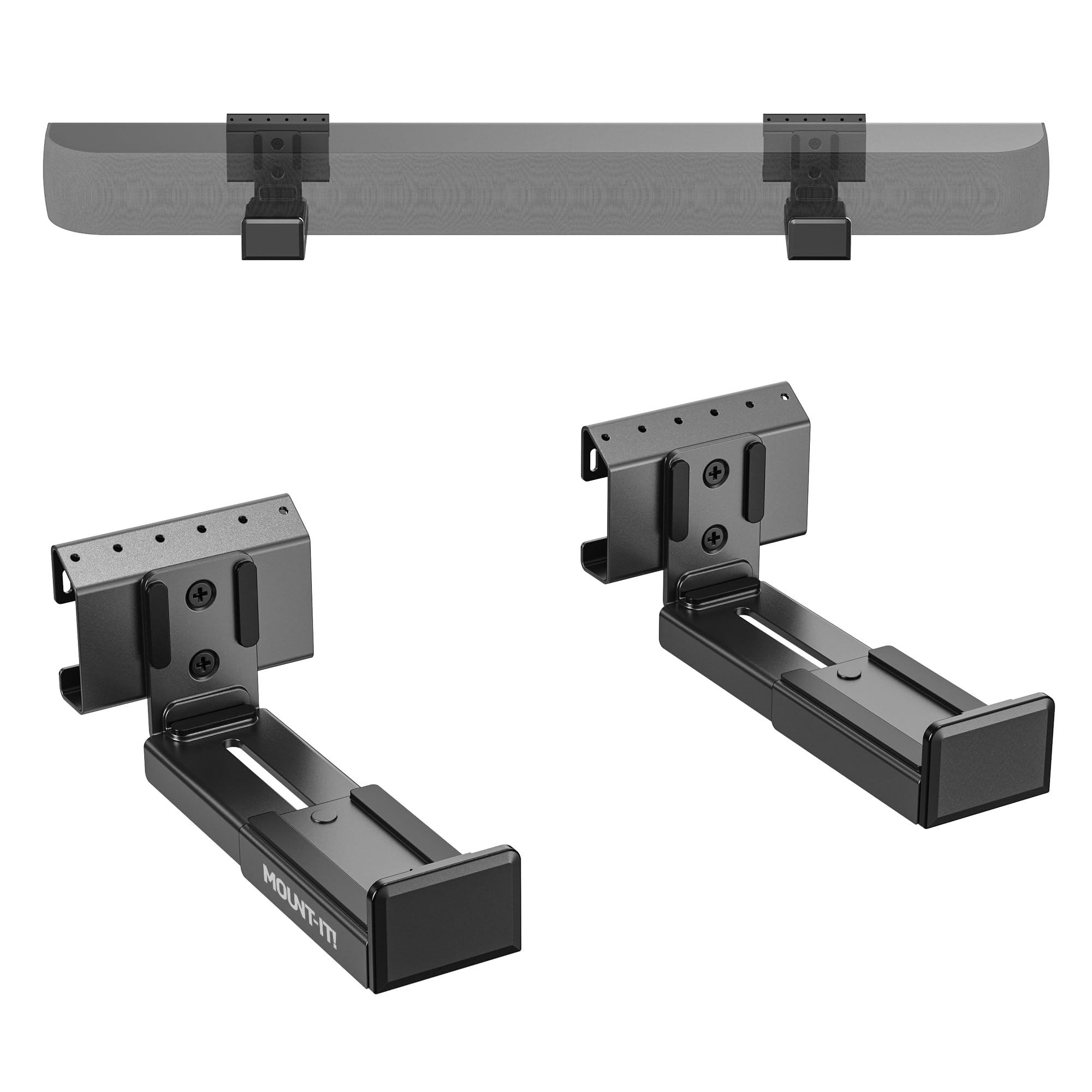 Mount-It! Soundbar Mount, No Stud Sound Bar Wall Mount Under TV or Above TV, Depth Adjustable 3.5 to 6.1, Holds up to 13.2 lbs,