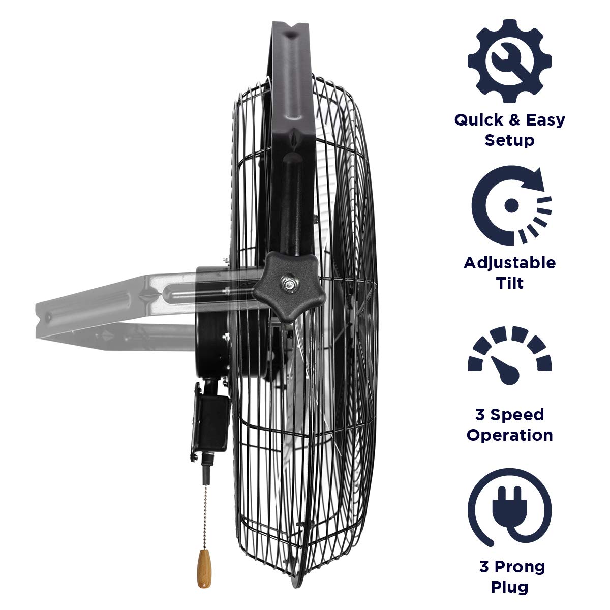 Maxx Air Wall Mount Fan | 18' Commercial Grade Fan For, Garages, Shop, Barns And Patios For Indoor Use | Easy Operation And Powerful 1,450 Cfm | Residential Wall Mount
