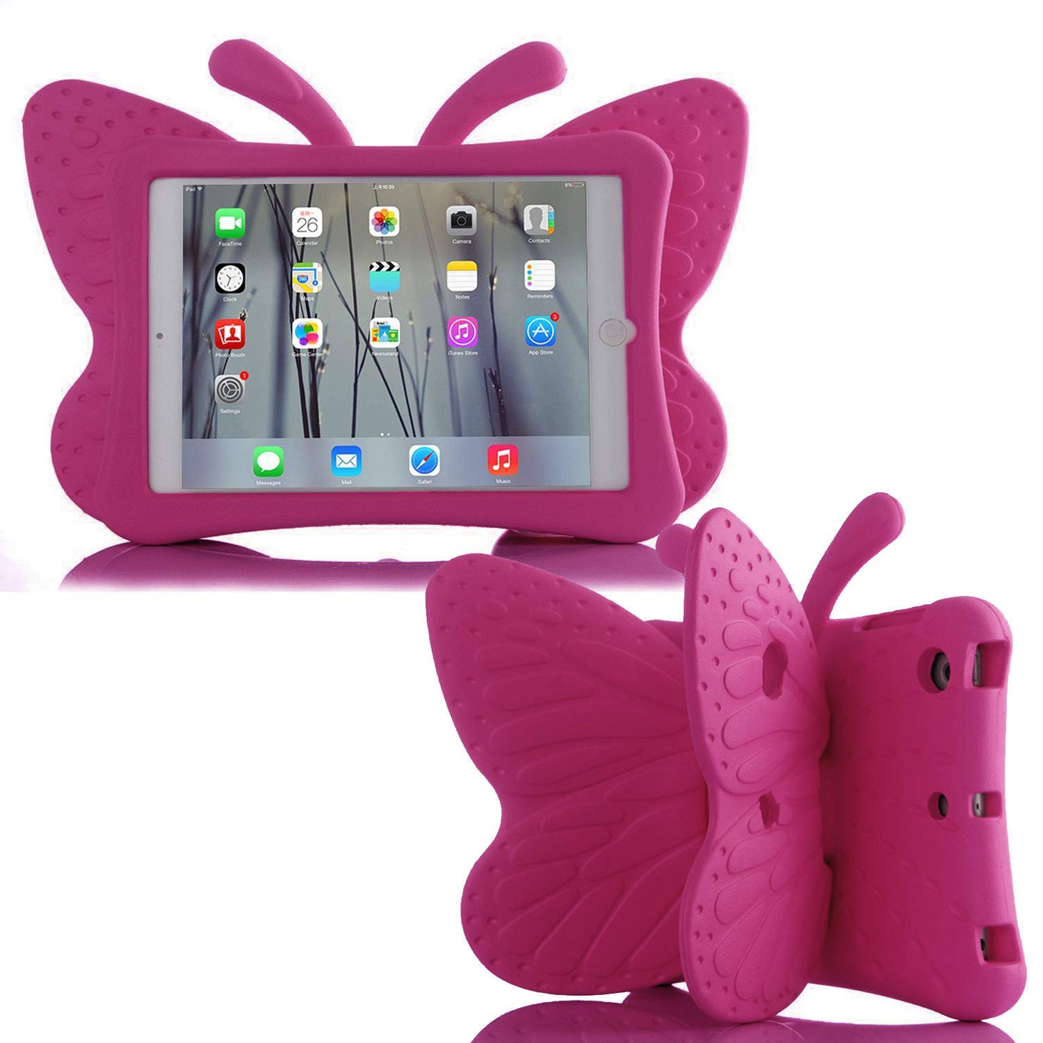 Simicoo iPad 7 8 10.2 Kids Case iPad 9 10.2 3D Cute Butterfly Case for Kids Light Weight EVA Stand Shockproof Rugged Heavy Duty 