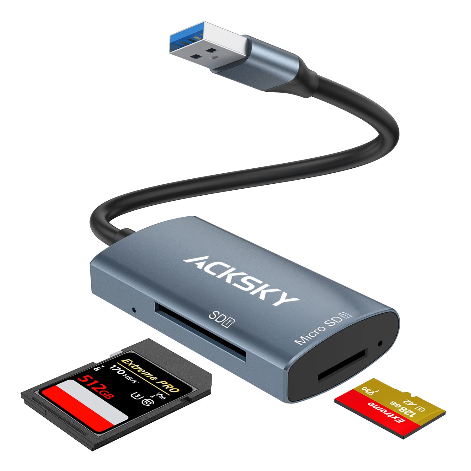 Sd Card Reader, Acksky Micro Sd Card Adapter, Sd Card To Usb Adapter, Usb 3.0 Memory Card Reader, Supports Tf Sd Sdhc Sdxc Micro