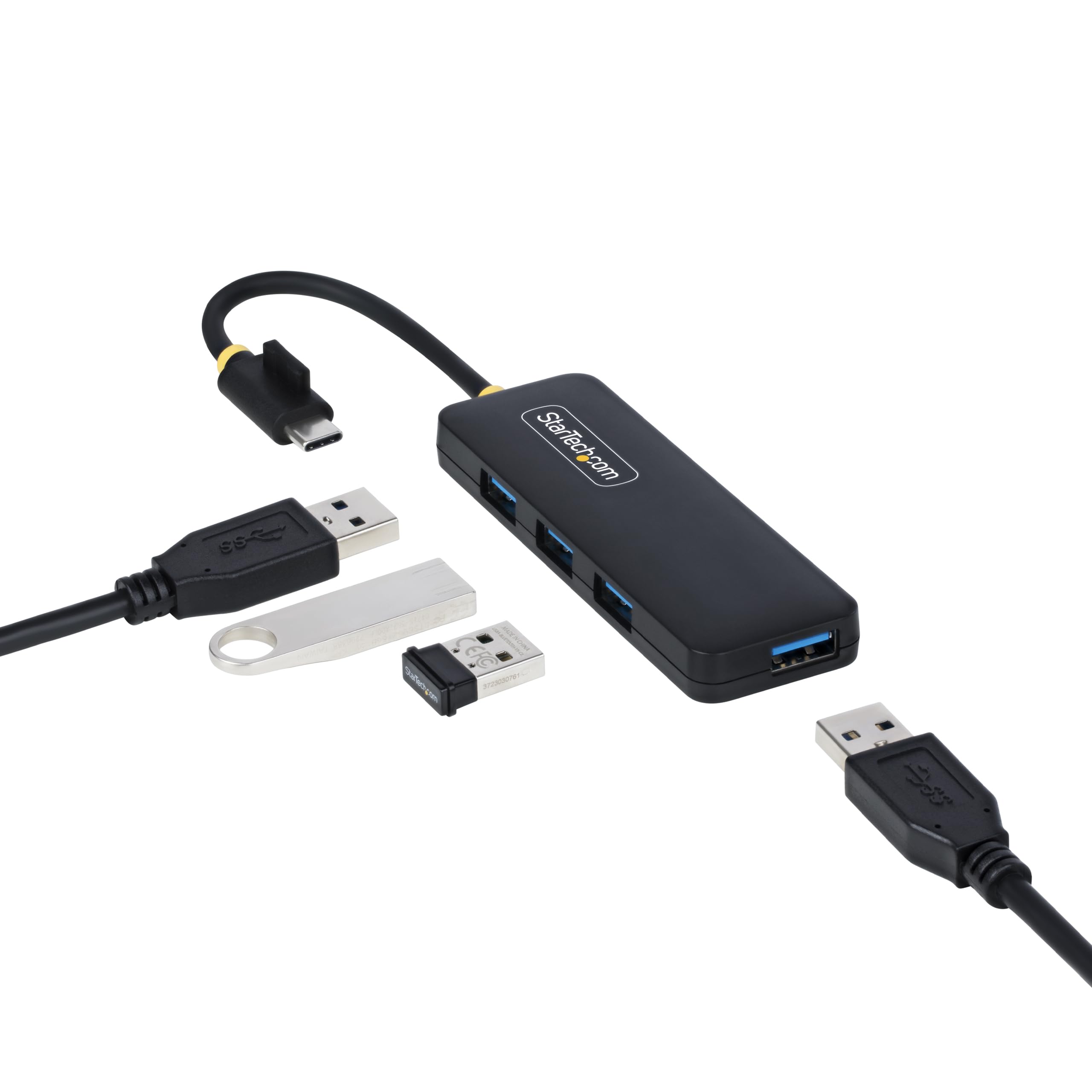 StarTech.com 4-Port USB-C Hub, USB-C to 4X USB-A, Bus Powered, Small Travel Mini Hub, Multi-Port USB 3.0 Splitter, Portable