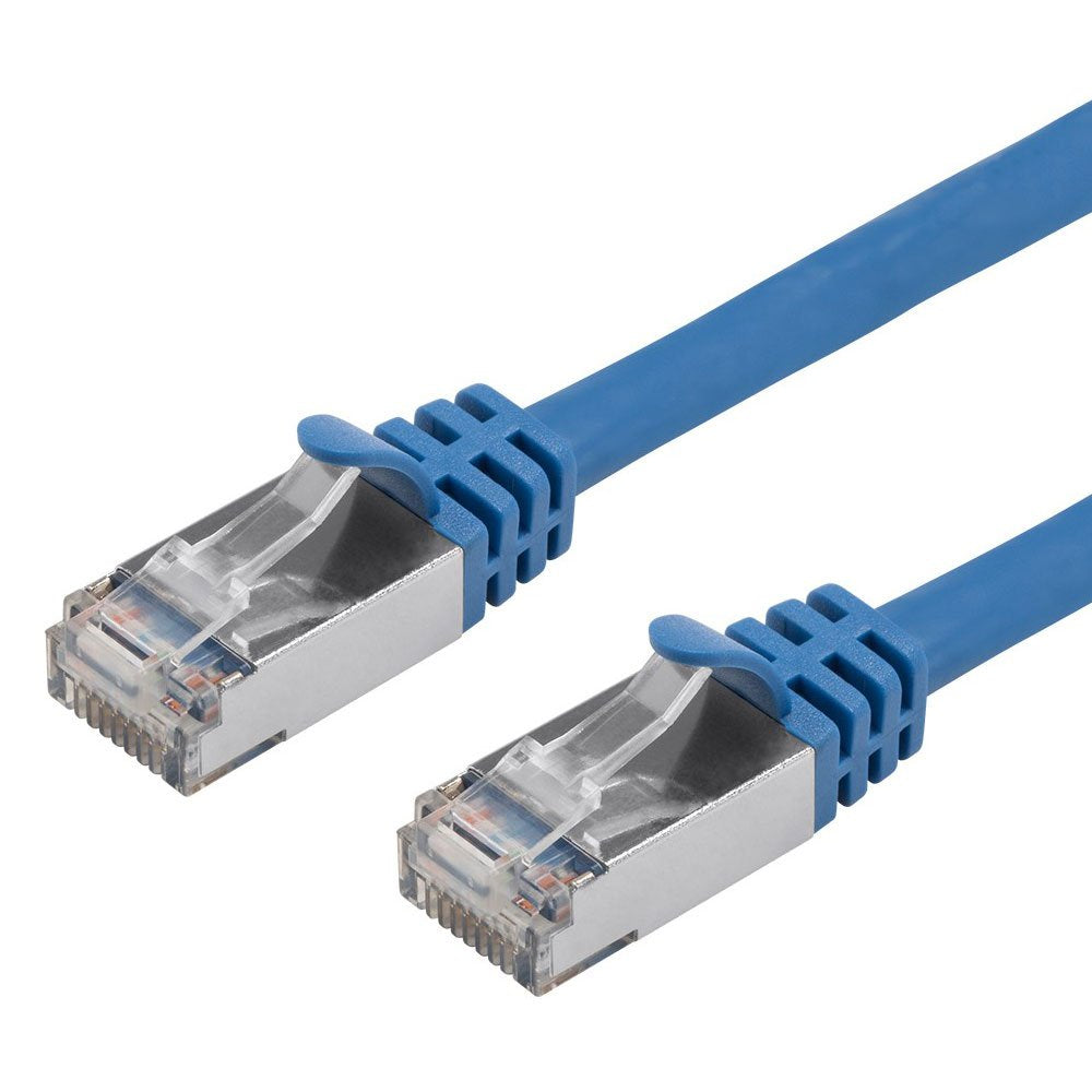 Buhbo 1 ft CAT7 Shielded RJ45 Ethernet Network Snagless Cable 10Gbps 600 MHz (10-Pack) Blue