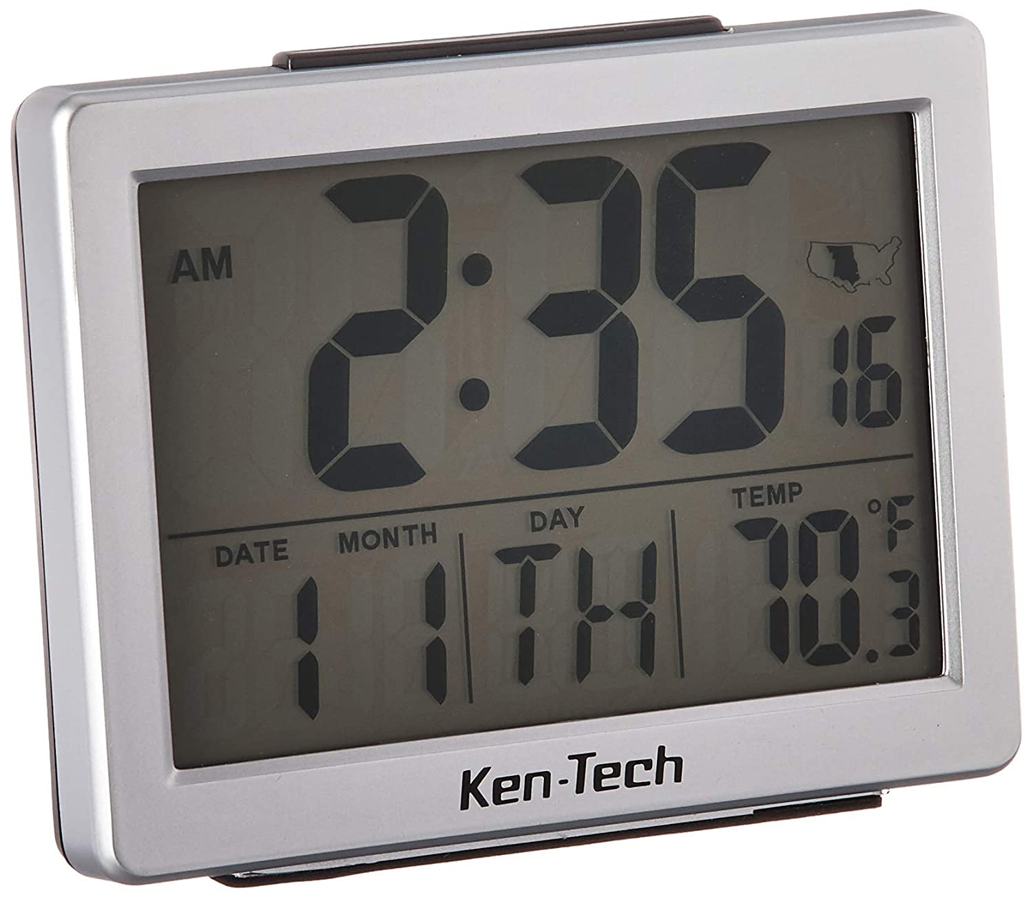 Sonnet Ken Tech T 4652 Atomic Radio Controlled Lcd A Larm Clock, 1.5 Inch, Black Blue Light