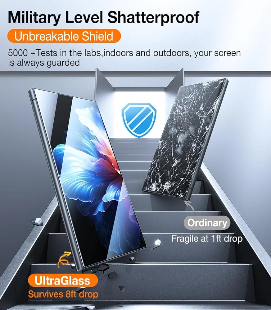 Ultraglass Unbreak Top 9H+ Glass For Samsung Galaxy S24 Ultra Screen Protector [Military Grade Shatterproof & Longest Durable] S