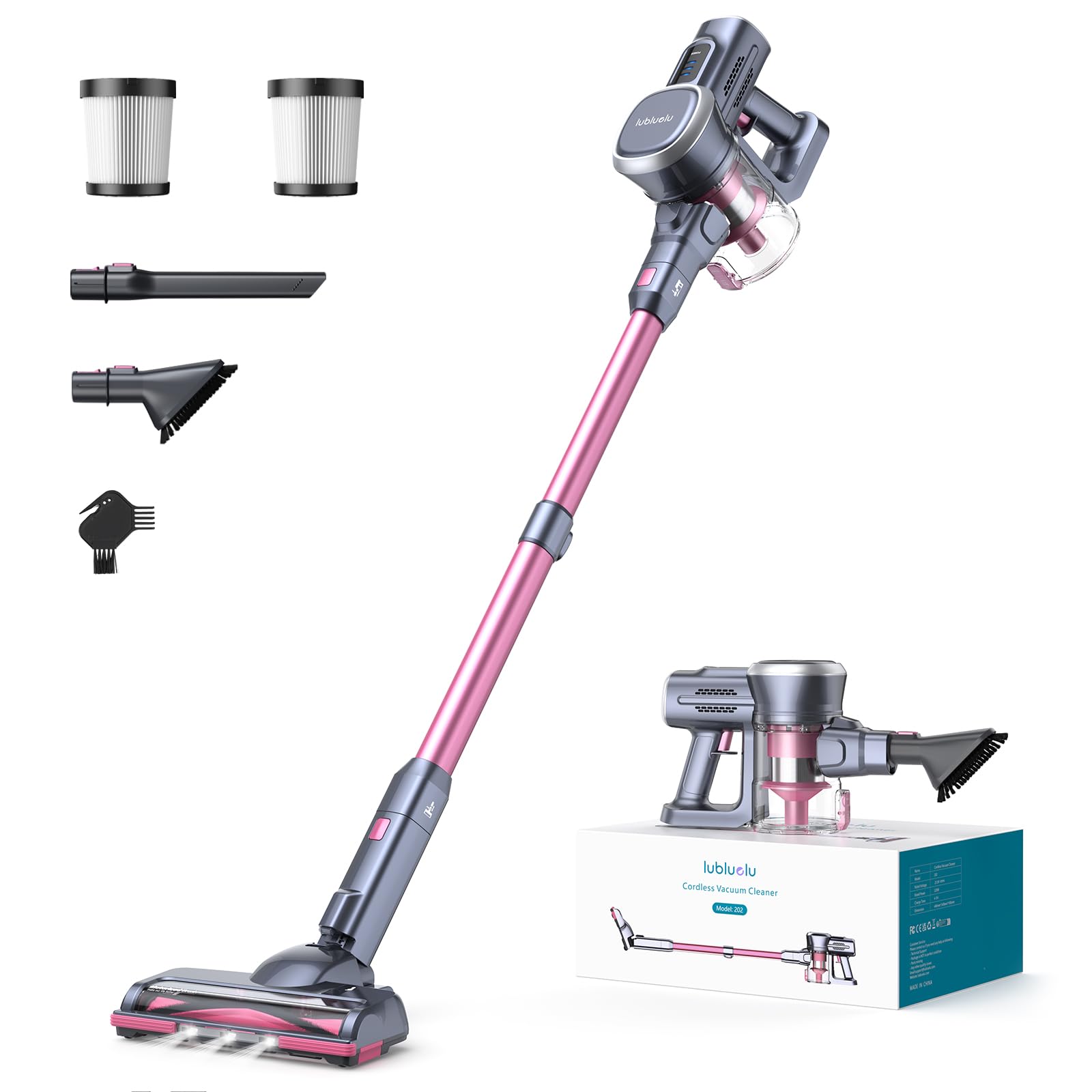 Lubluelu Cordless Vacuum Cleaner,25000Pa Cordless Stick Vacuum With 235W Brushless Motor, 50Min Runtime, Detachable Battery, Sel