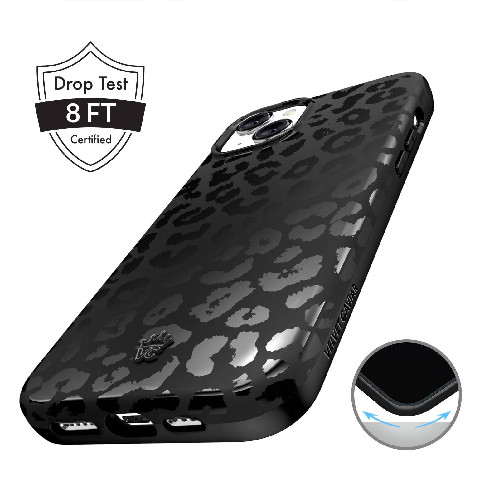 Velvet Caviar Black Leopard Cheetah Print Phone Case For Iphone 15 Plus For Women [8Ft Shockproof] Compatible With Magsafe   Cut