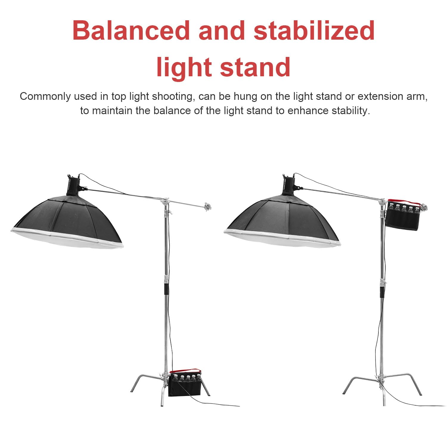 Multi Pocket Carry Weight Bag Replace Heavy Duty Sandbag, Quick Adjust Counterweight For Photography Light Stand, Tripod, Light