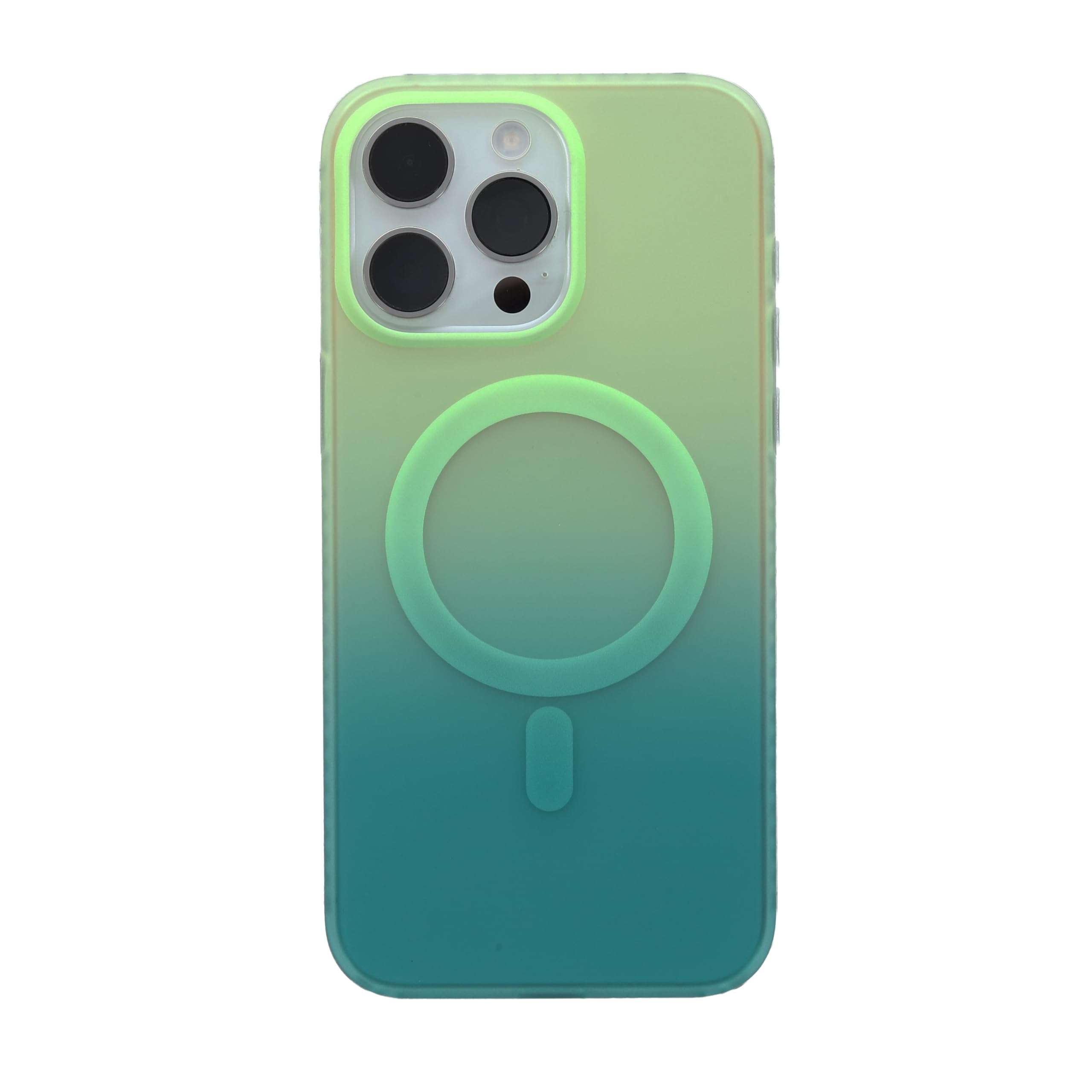 Katti Case-Gradient Case for The iPhone 15 Pro Max - Green and Yellow Multi-Color Ombre Design, Impact-Resistant and with Magnet