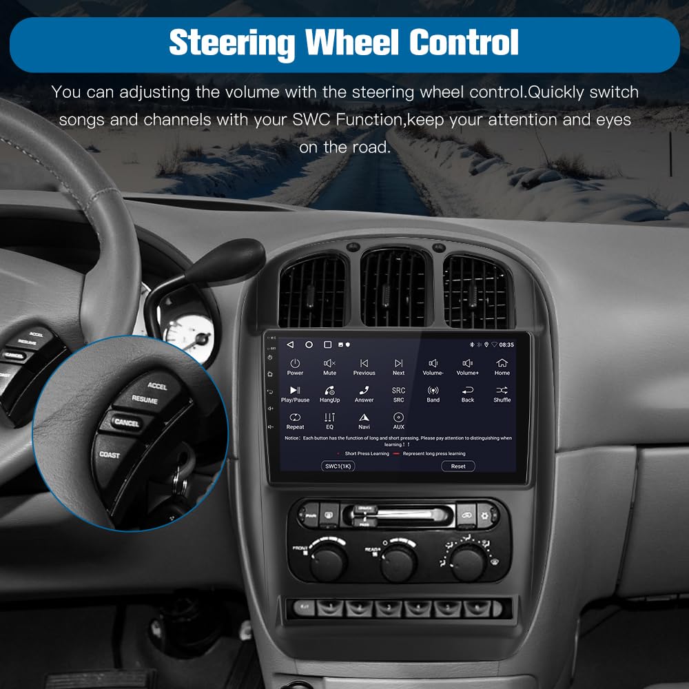 2+64Gb 10.1 Inch Touchscreen Car Radio Stereo For Dodge Caravan Chrysler Town&Country 2001 2007 Android 12 Carplay Android Auto