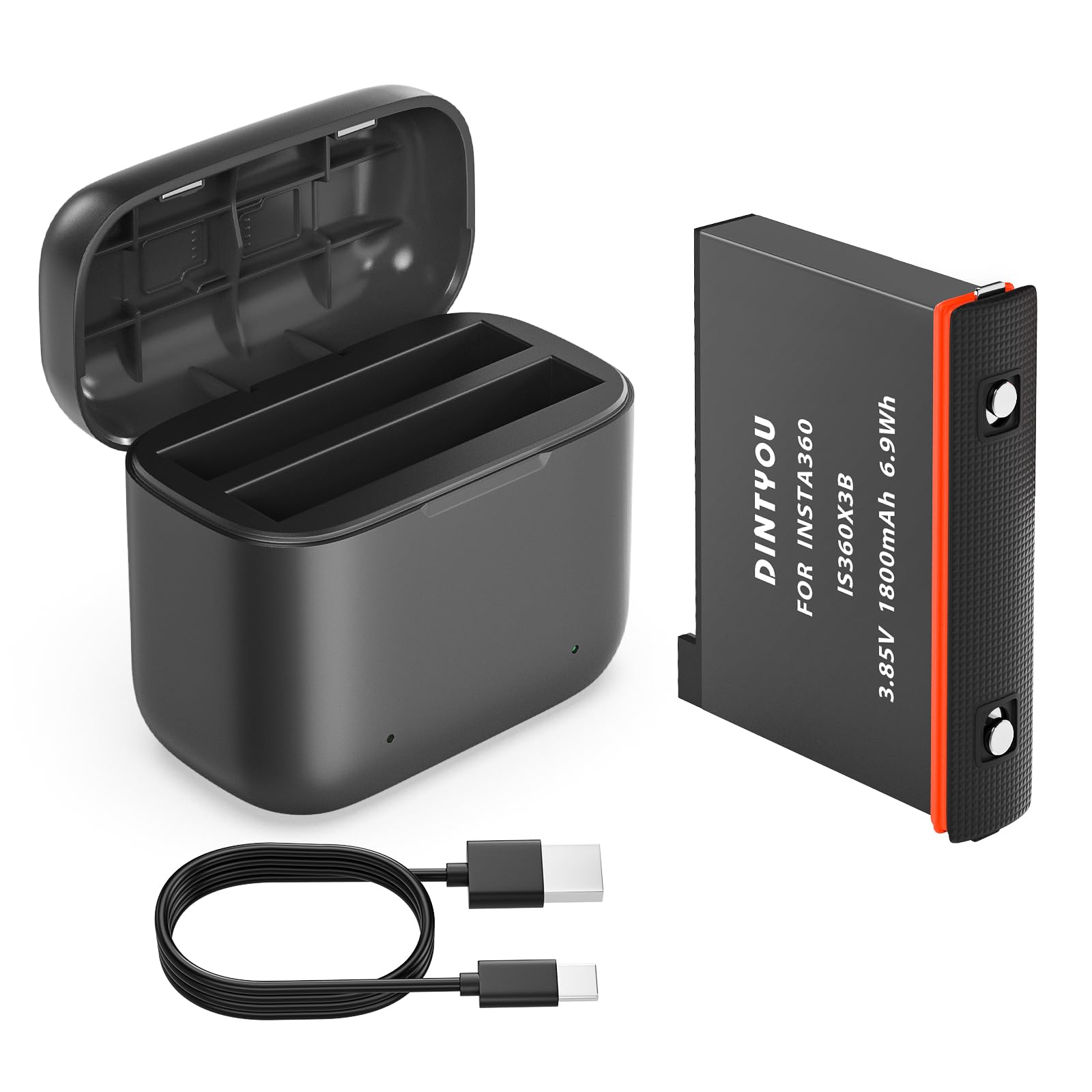 Fast Battery Charger For Insta360 X3, Quick Portable 2 Channel Battery Charging Station With One Insta360 X3 Battery 1800Mah Hig
