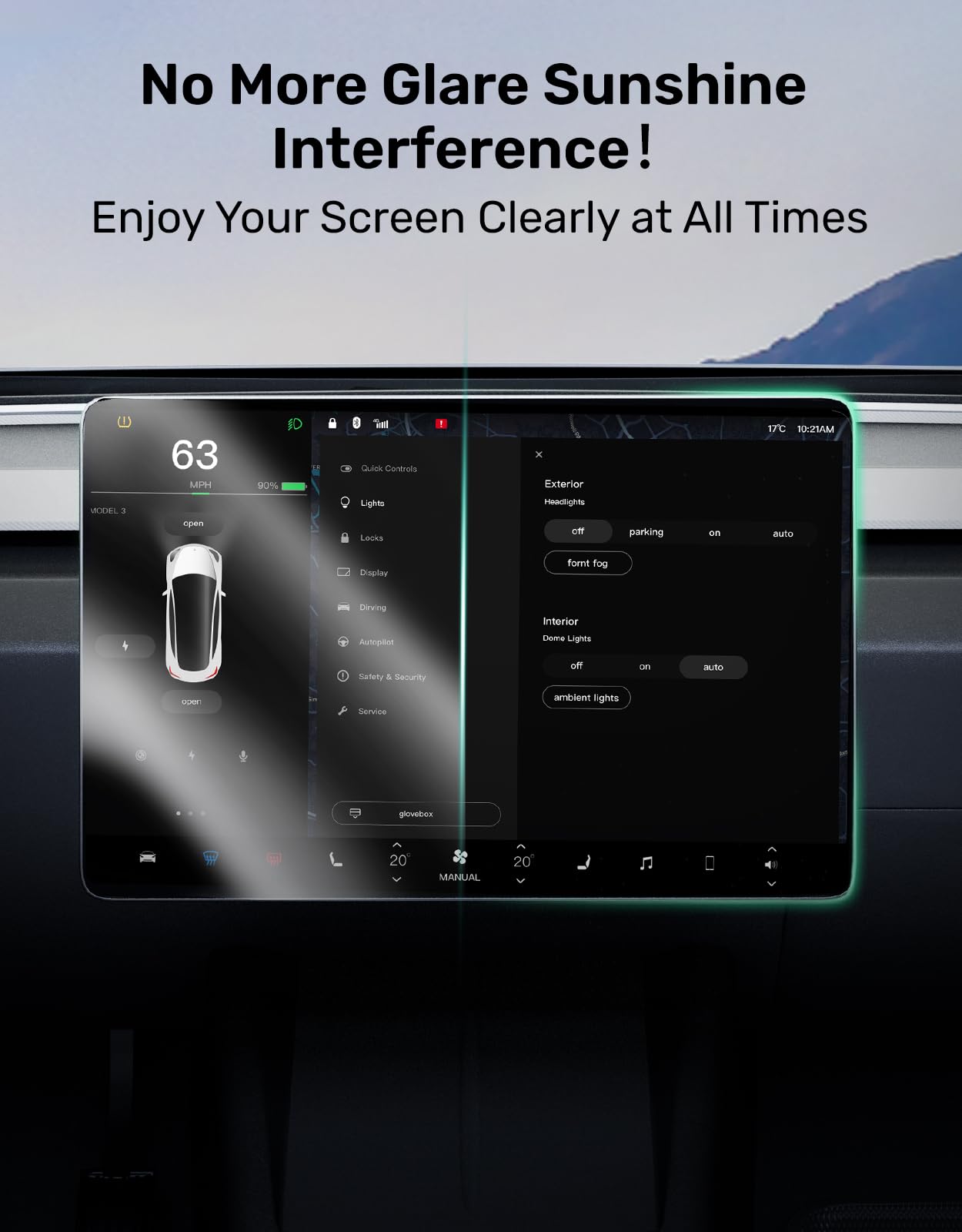 Zanch 2024 Tesla Model 3 Screen Protector Highland Accessories [No Glare & Fingerprints] [Easy Install ] Matte Tempered Screen P