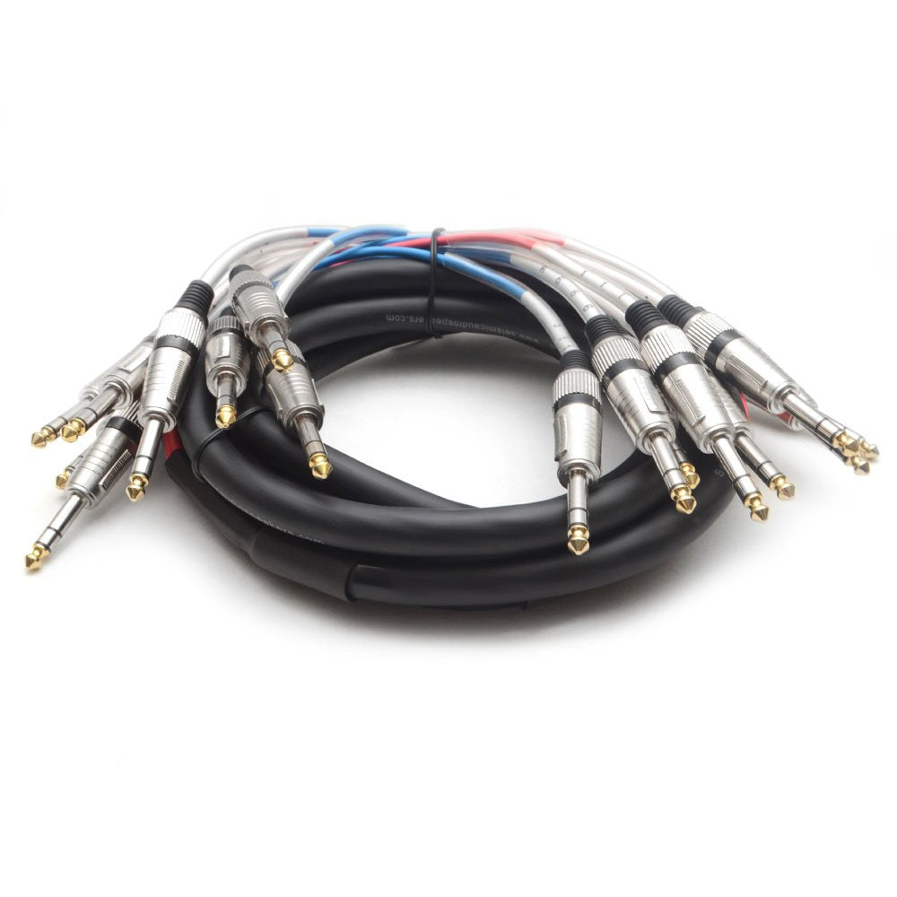 8 Channel 1/4'' Trs Snake Cable - 10 Feet Long - Serviceable Ends - Pro Audio Effects Snake For Live Live, Recording, Studios, A