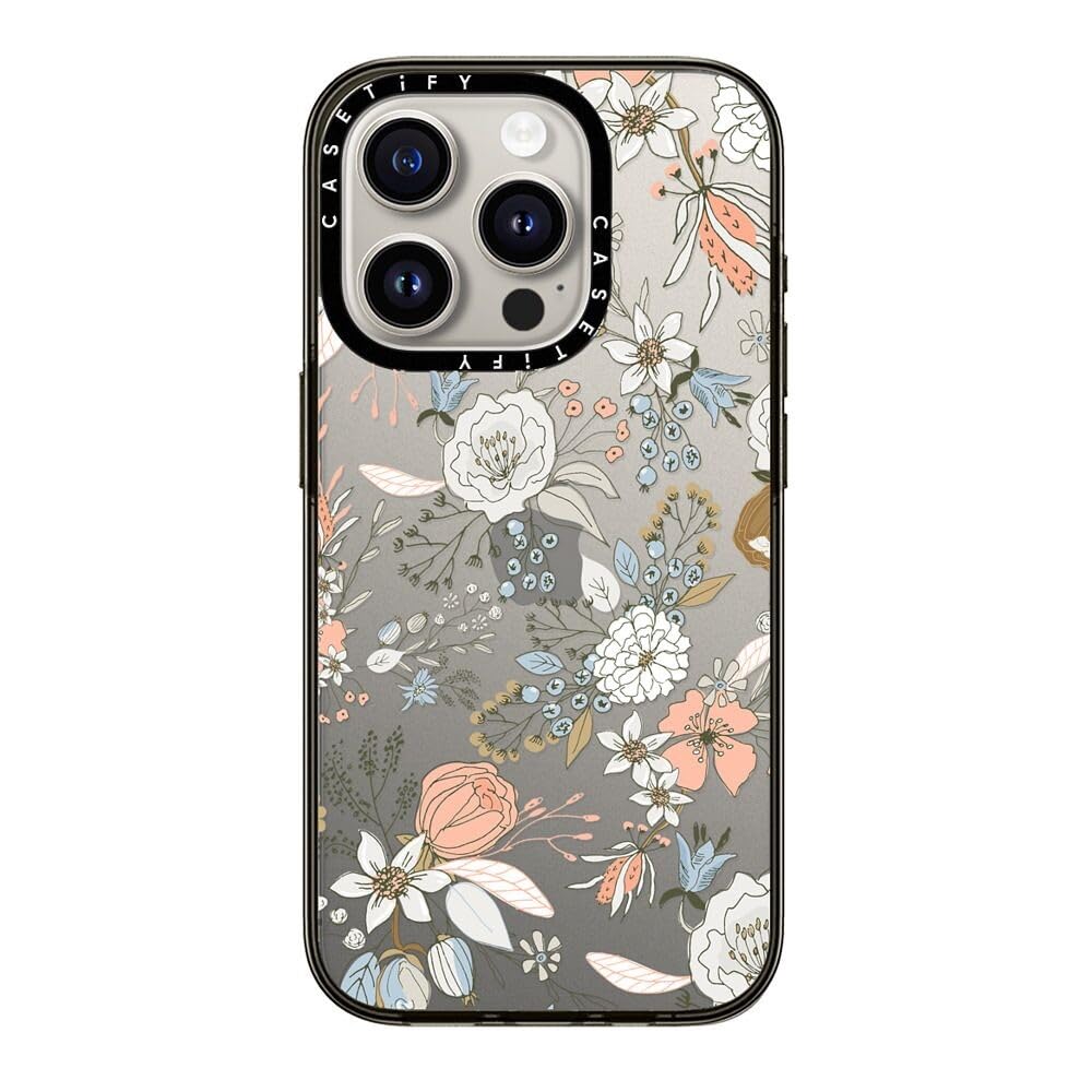 Casetify Compact Case For Iphone 15 Pro [2X Military Grade Drop Tested / 4Ft Drop Protection]   Abstract Modern Coral White Past