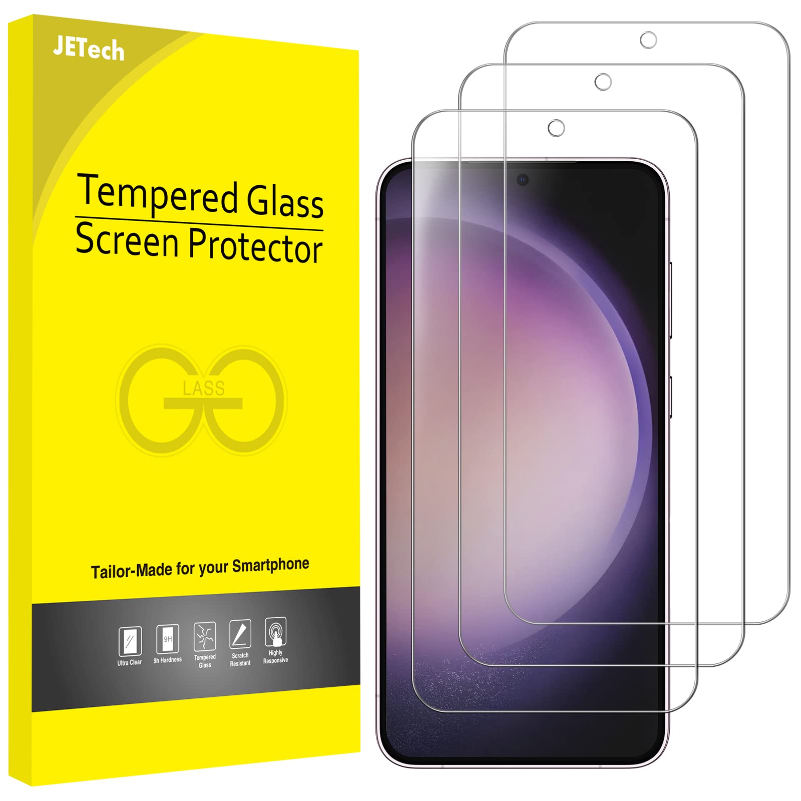 Jetech Screen Protector For Samsung Galaxy S23+ / S23 Plus 5G 6.6 Inch, Tempered Glass Film, Fingerprint Id Compatible, Hd Clear