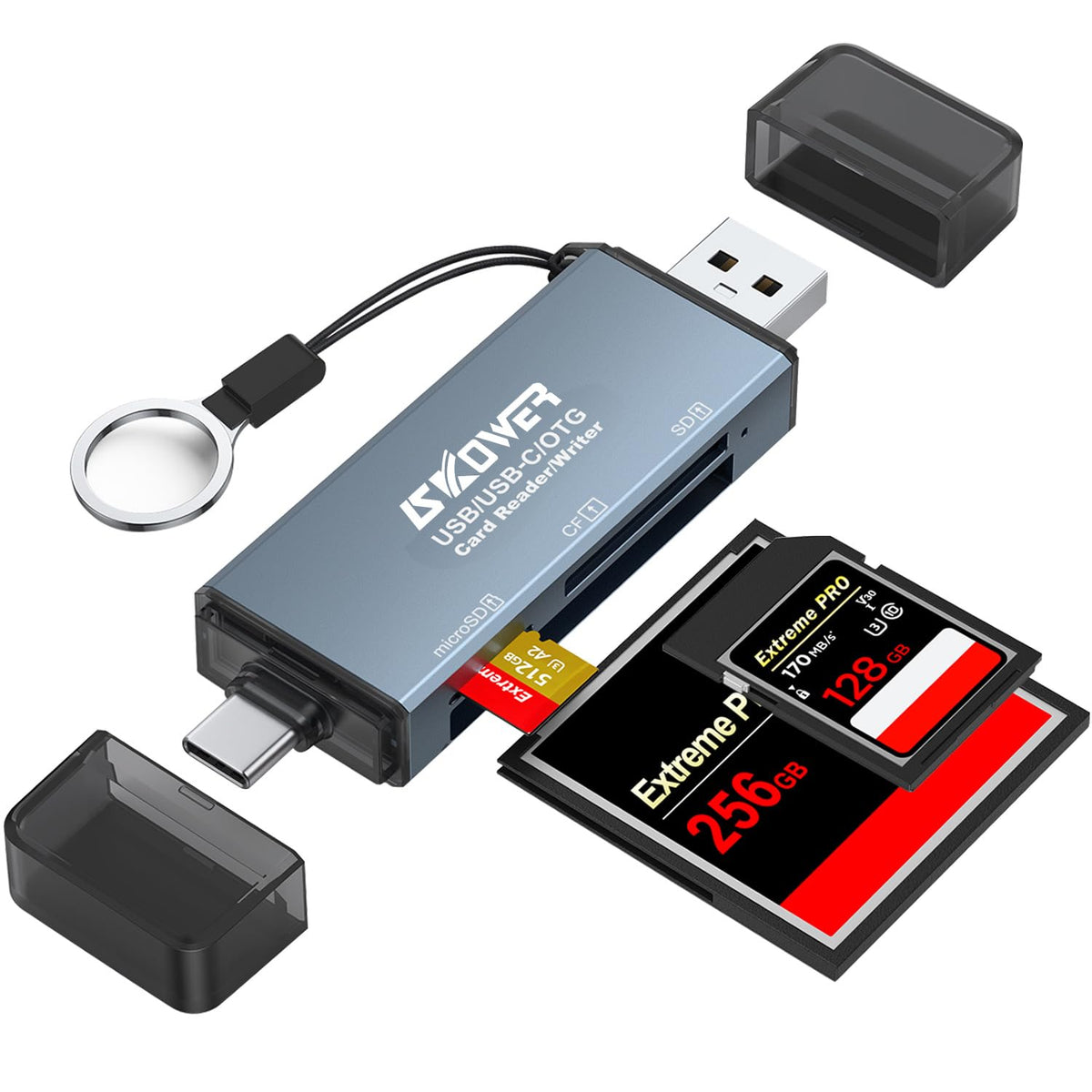 Skower Sd Card Reader Usb C 3 In 1, Cf/Sd/Tf Memory Card Reader Adapter For Cfi/Cfii/Tf/Sd/Micro Sd/Sdhc/Sdxc/Mmc/Rs Mmc Compati