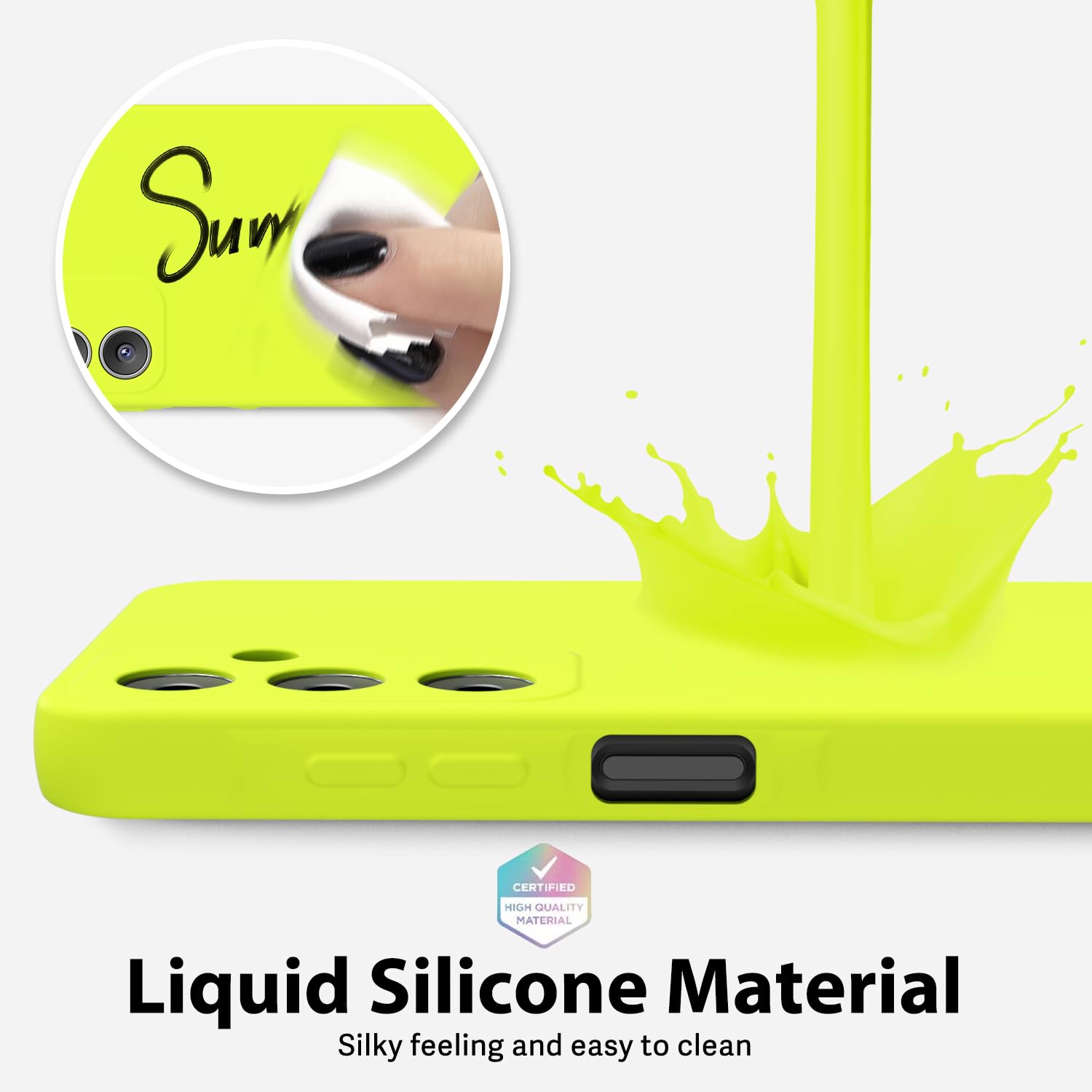 Oakxco For Samsung Galaxy A25 5G Phone Case Liquid Silicone, Neon Bright Solid Color, Thin Slim Soft Rubber Gel Matte Tpu Plain