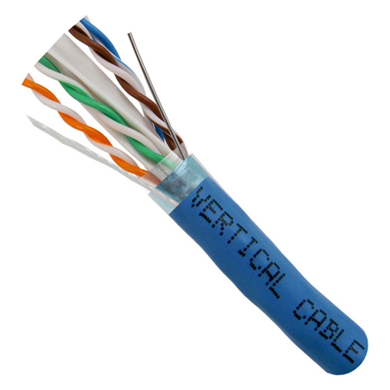 Vertical Cable Cat6A 10G, Shielded, 23Awg, Solid Bare Copper, Pvc, 1000Ft, Bulk Ethernet Cable, Blue
