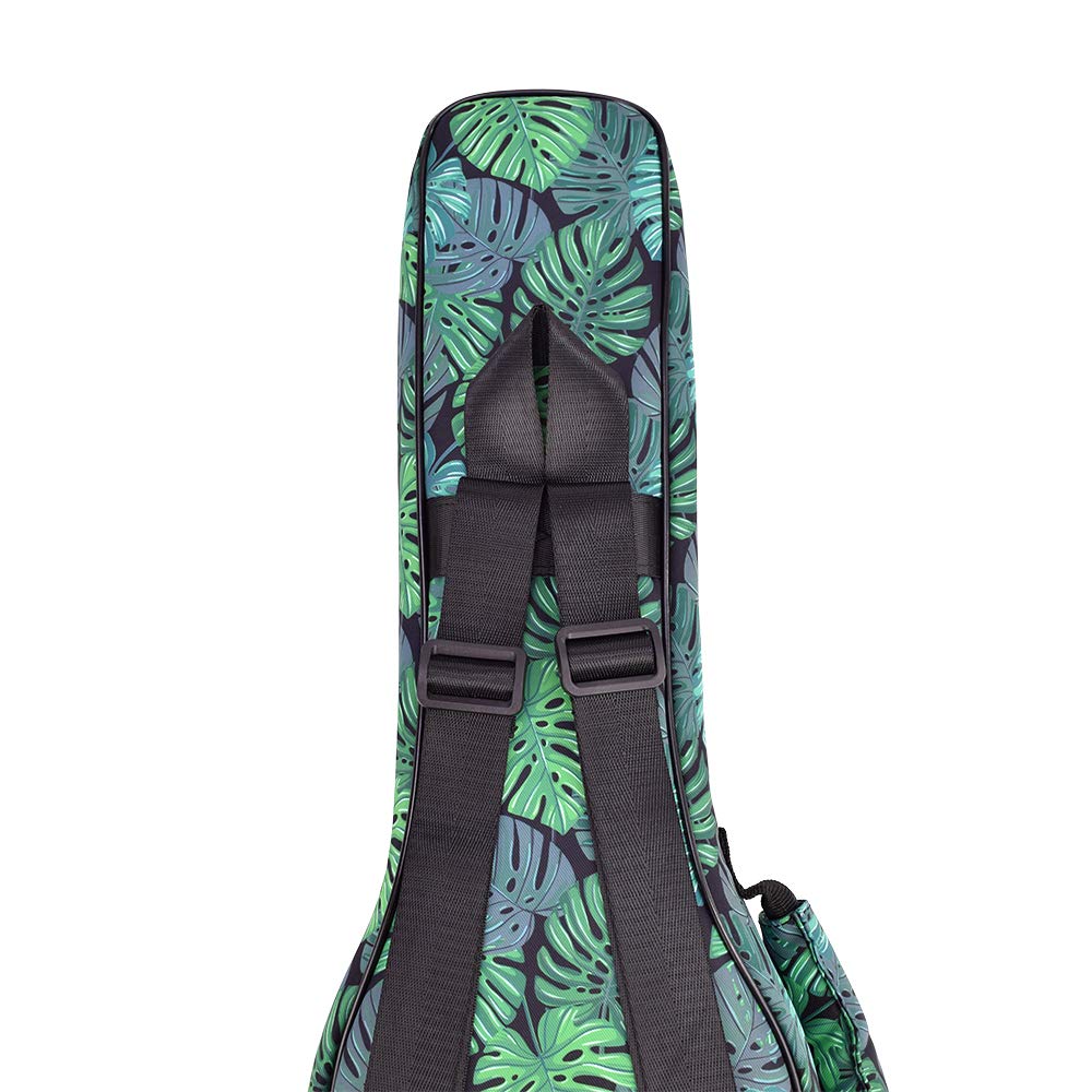 Cloudmusic Ukulele Case Gig Bag Padded Backpack For Soprano 21'' Inch(Soprano,Green Monstera)