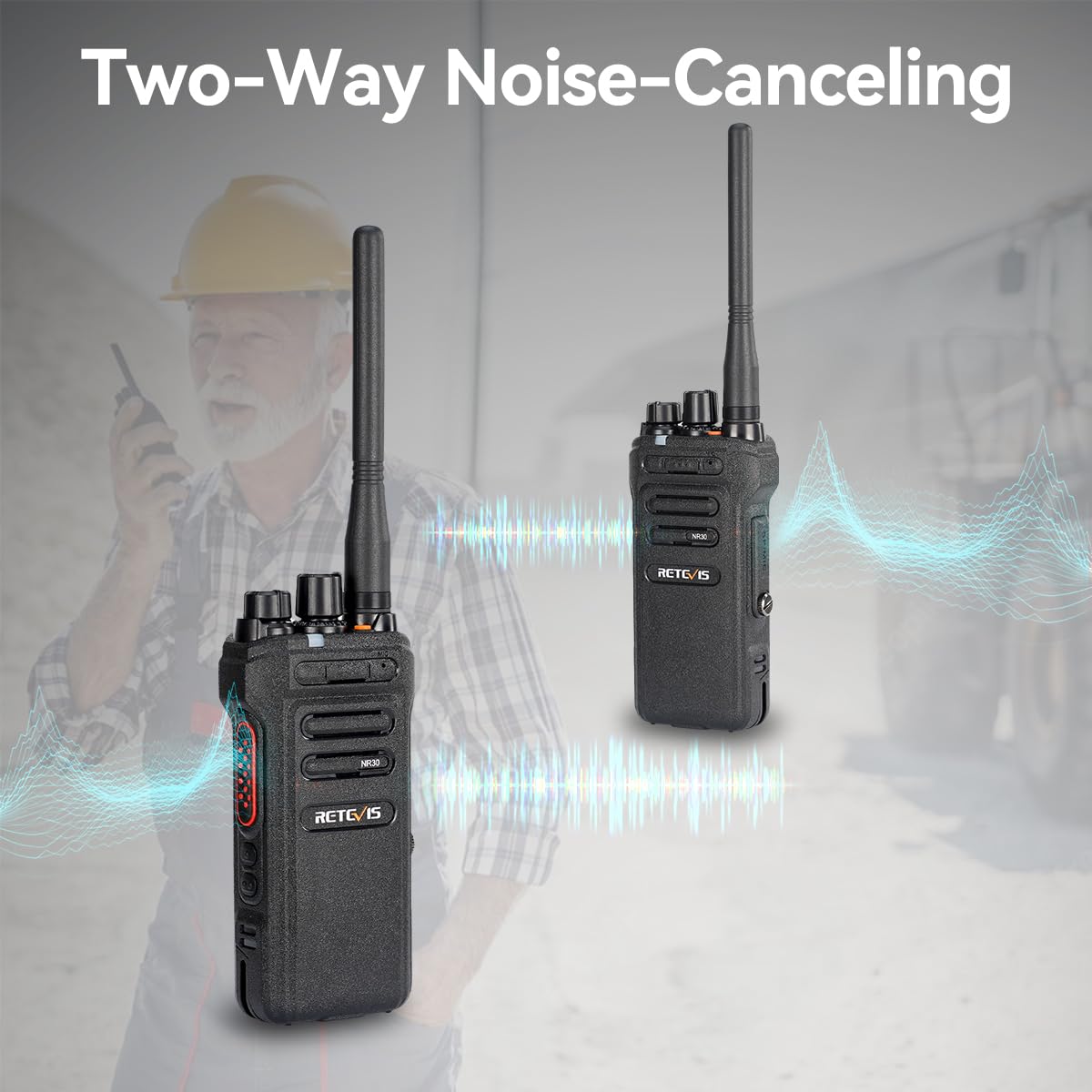 Retevis Nr30 2 Way Radio Long Range, Waterproof Walkie Talkies With Mic, High Power Two Way Radios, Noise Cancelling, Group Call, For Manufacturing Contractor(4 Pack)