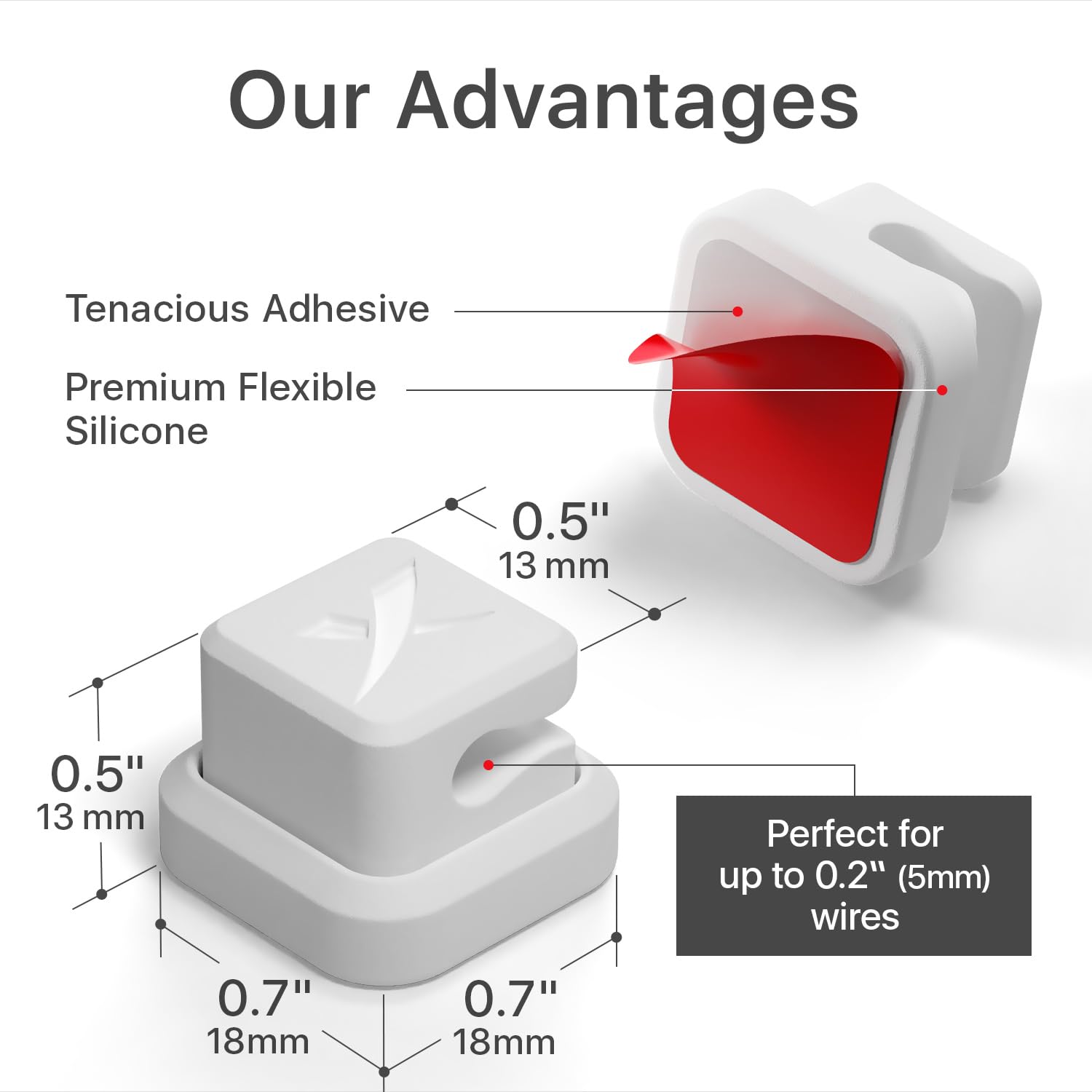 X-Protector Magnetic Cable Holders 3 PCS Self-Adhesive Silicone White