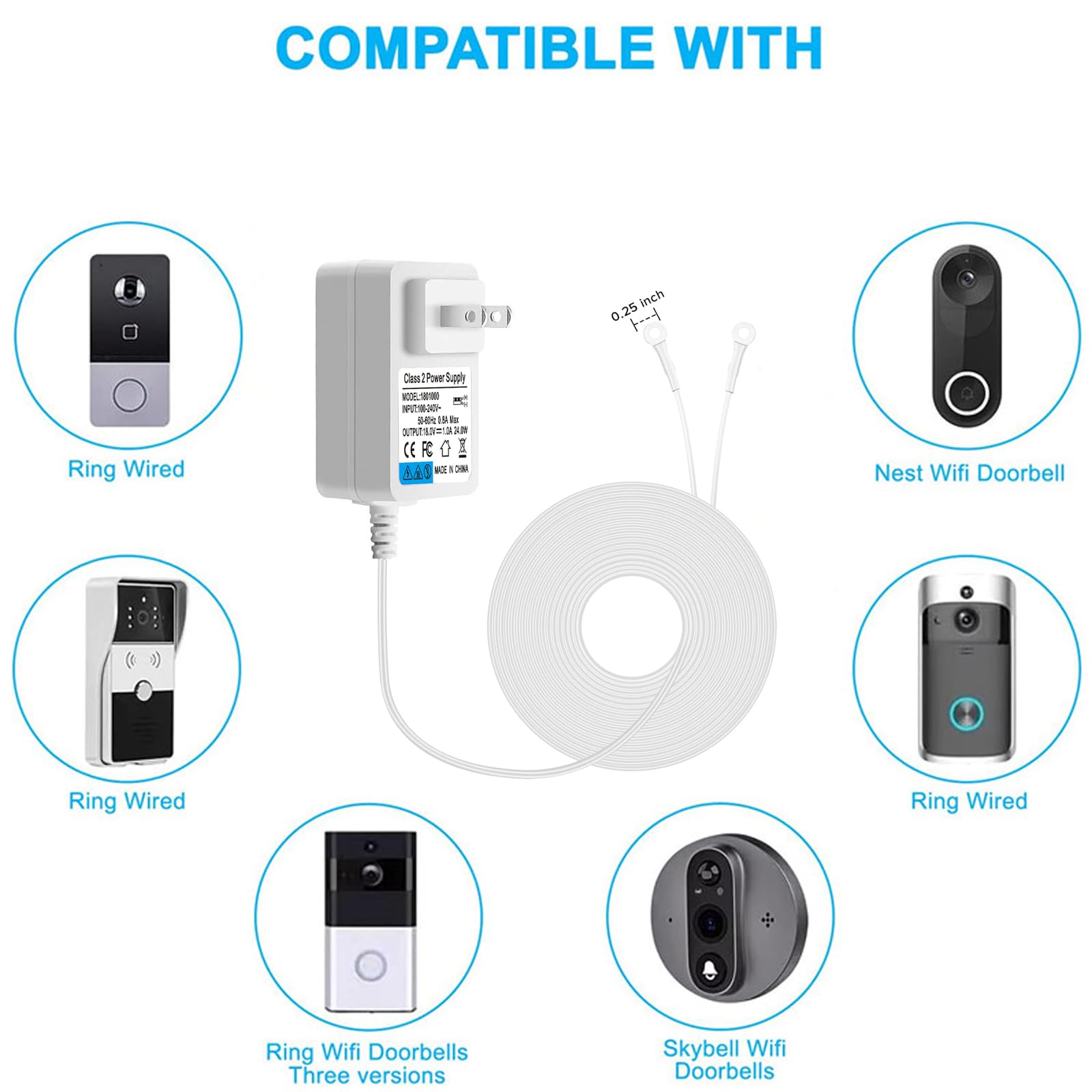 18V Video Doorbell Power Adapter 110V 240V Ac To Dc 18V1A Adapter For Ring Video Doorbell Pro And Ring Video Doorbell 2,Fit For