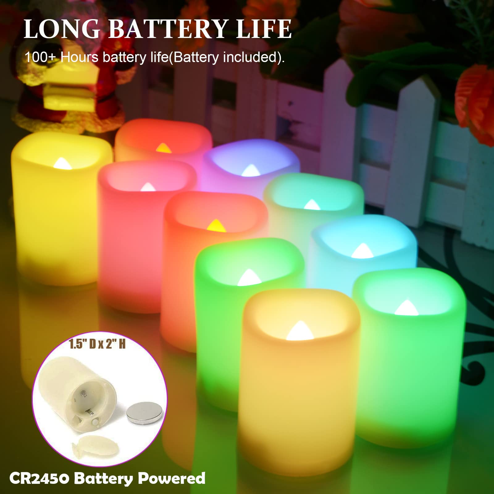 Multi Color Changing Votive Flameless Candles With Remote And Timer   Battery Operated Led Tea Light Candles,Set Of 10 Colored F