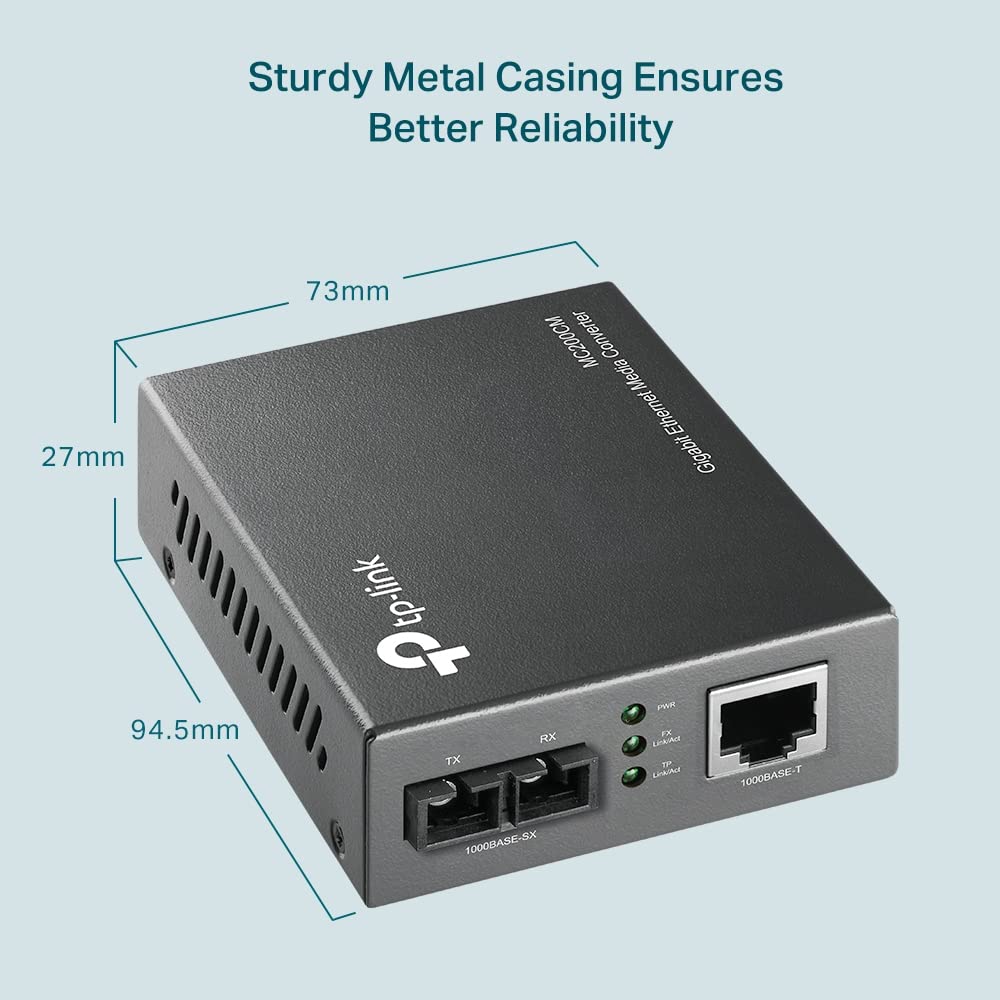 Tp-Link Mc200Cm Gigabit Media Converter, 1000Mbps Rj45 To 1000M Multi-Mode Sc Fiber, Up To 550M/1800Ft, Chassis Mountable