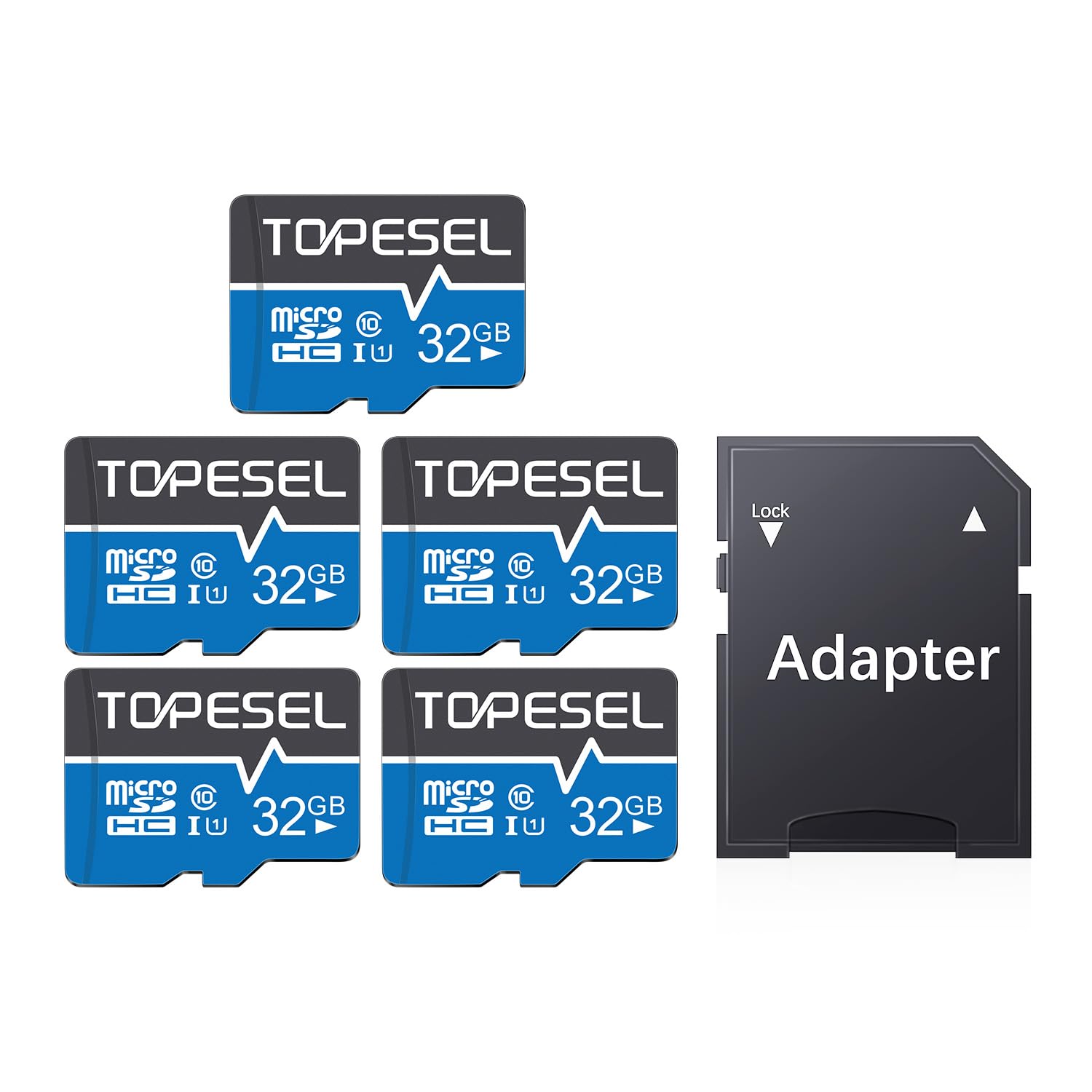 Topesel 5 Pack 32Gb Micro Sd Card Class 10 Micro Sdxc Memory Card Uhs I, High Speed Flash Tf Card For Security Camera/Smartphone/Drone/Dash Cam/Tablet/Pc, C10, U1, 32Gb 5Pack