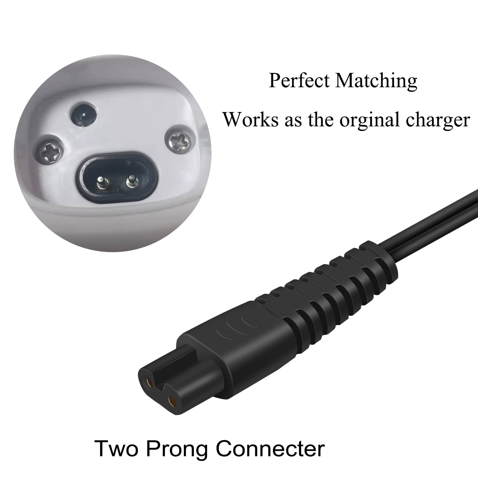 WUKUR 9V Electric Spin Scrubber Charger Replacement for Voweek & LABIGO Scrubbers - 5.9FT Black Charger Cord