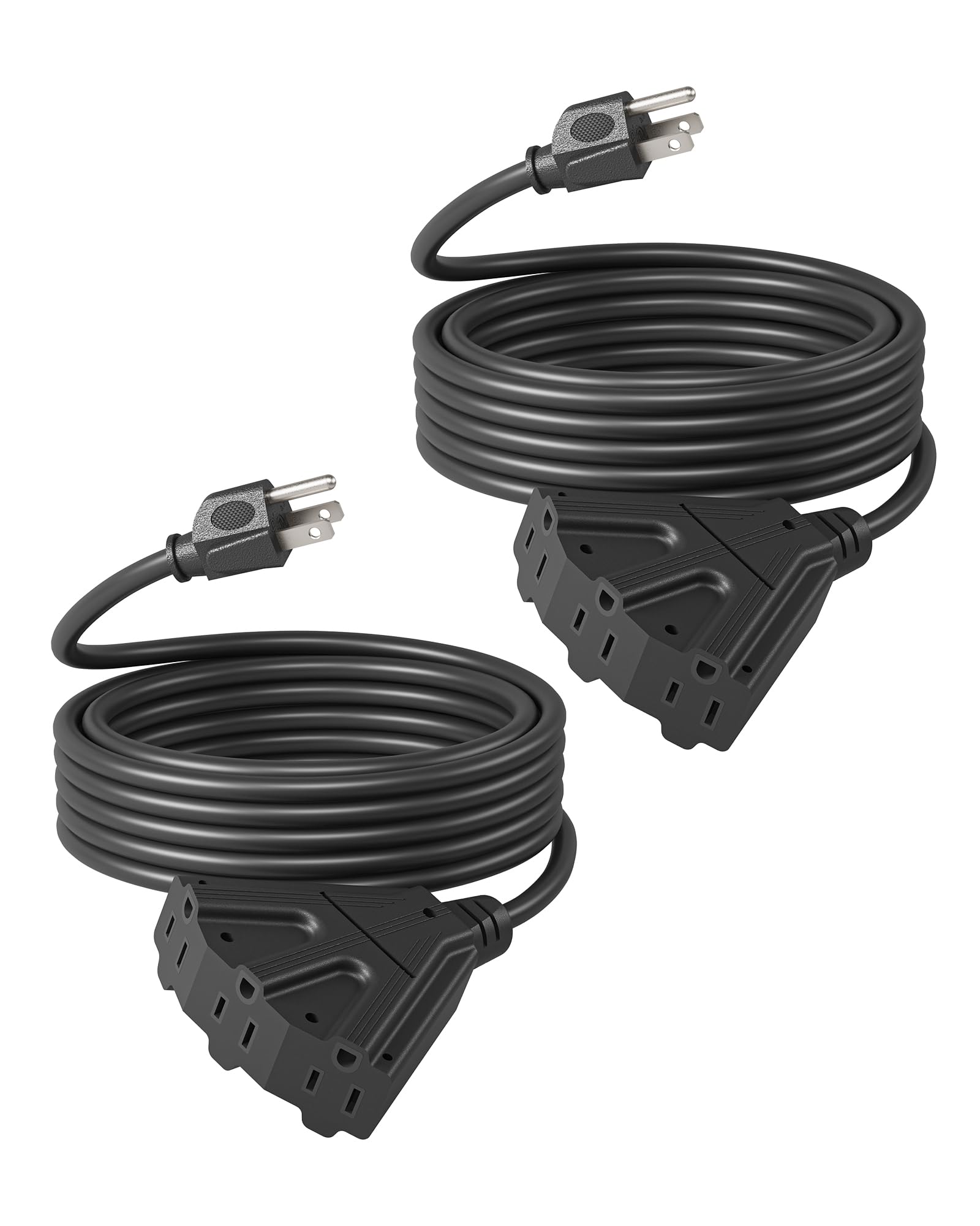 Dewenwils Christmas Extension Cord Multiple Outlet Weatherproof, 15 Ft Tri Tap Cords, 16/3 Sjtw Power Cable For Outdoor Landscap