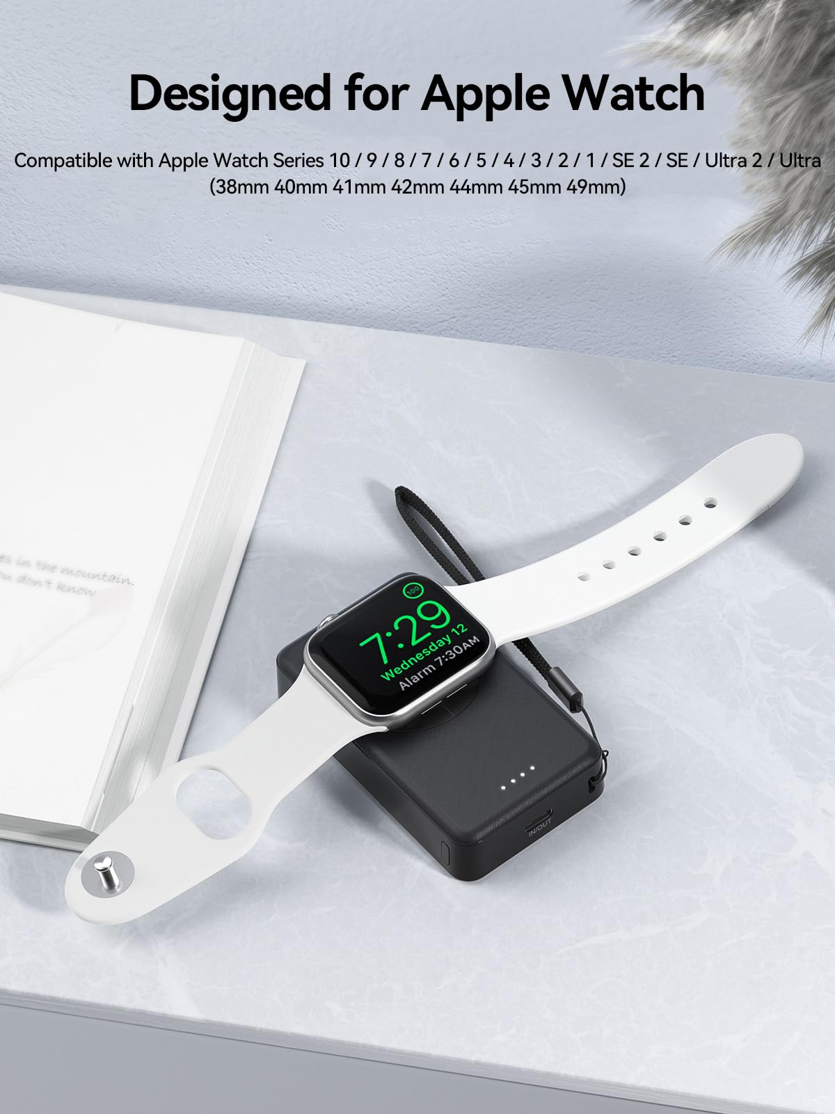 Lvfan Portable Charger For Apple Watch, 4000Mah Iwatch Charger Power Bank Wireless Battery Pack Magnetic Travel Smartwatch Charg