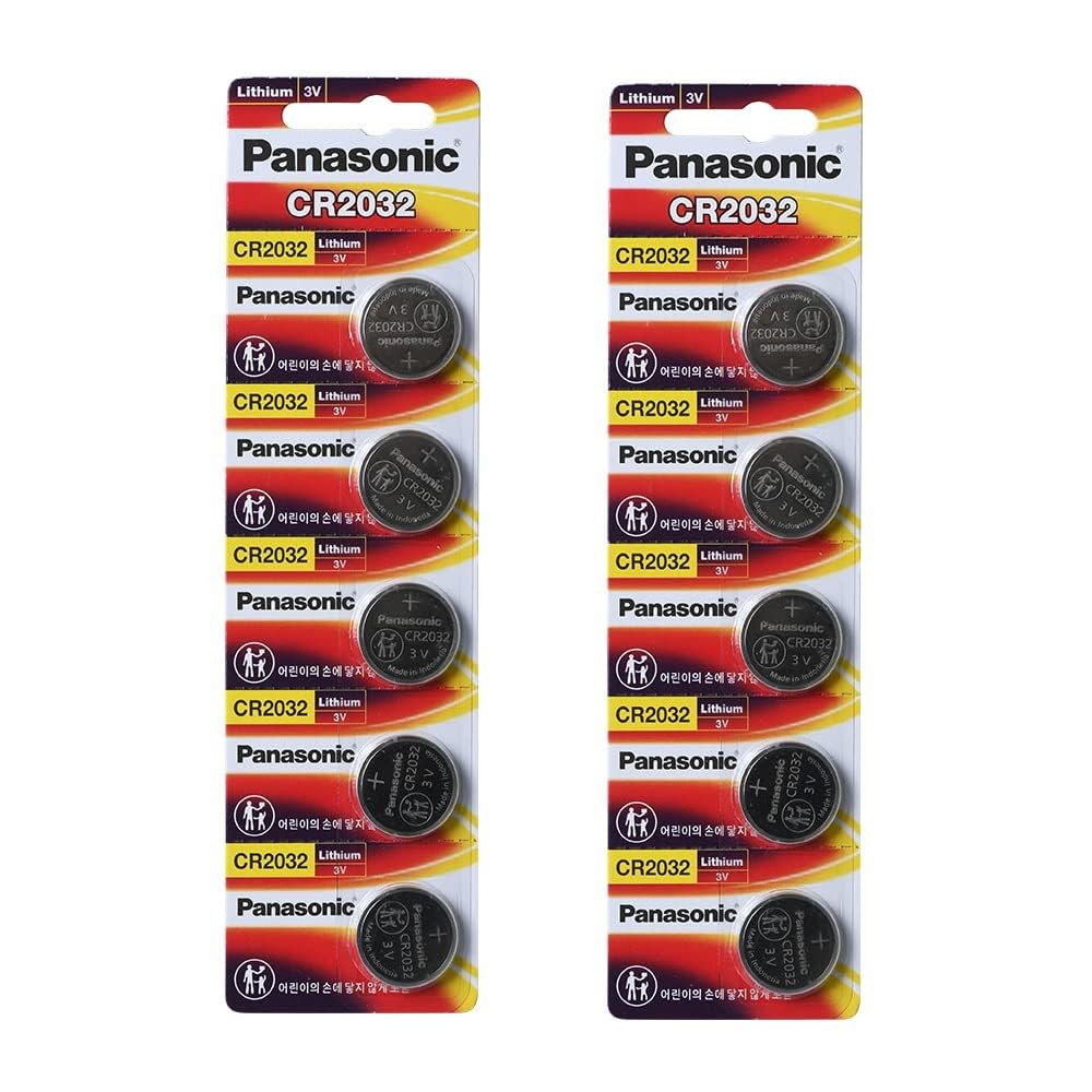 [ 10 Pcs ]    Panasonic Cr2032 3V Lithium Coin Cell Battery Dl2032 Ecr2032 ( Pack Of 10 )