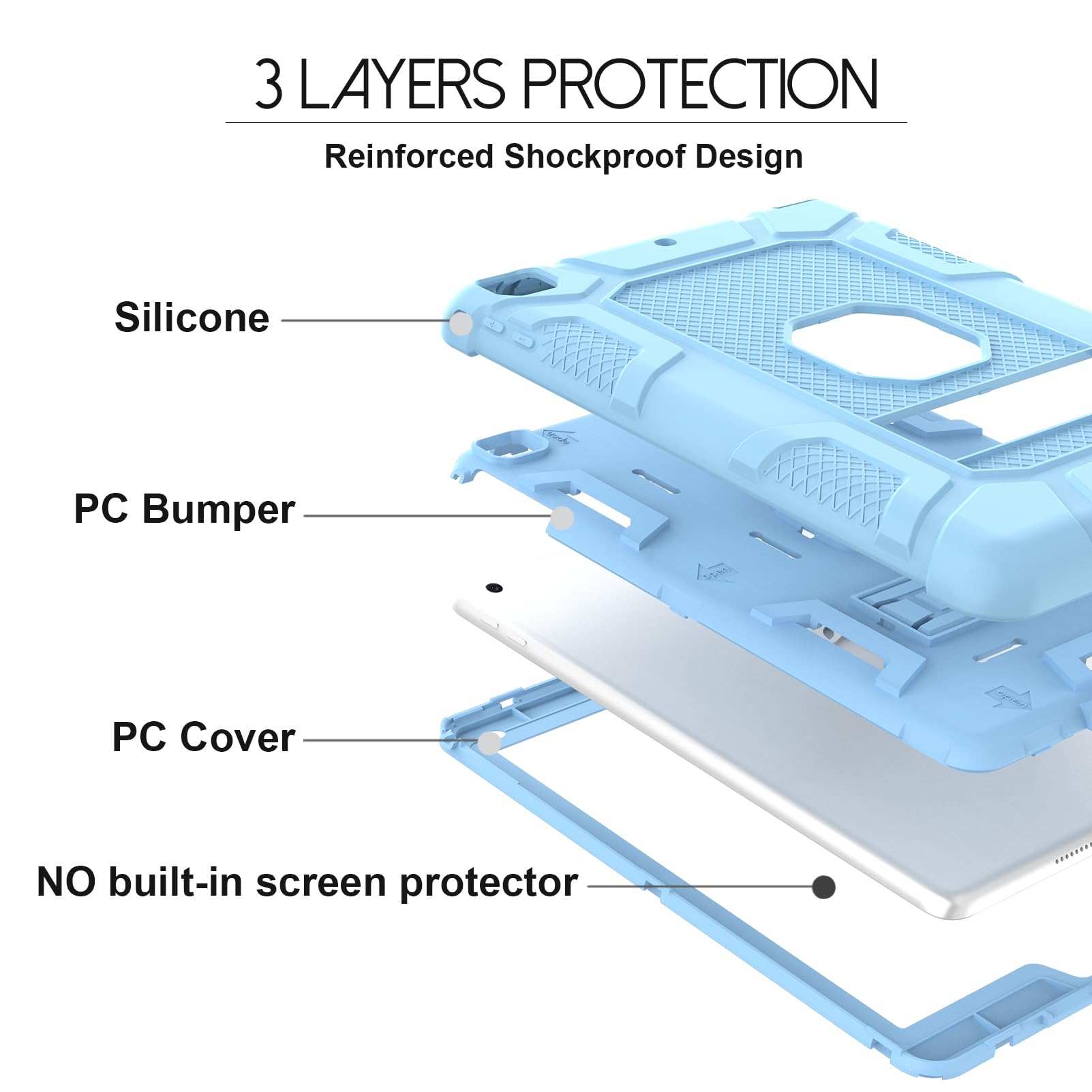 Rantice Ipad 6Th Generation Cases, Ipad 5Th Generation Case, Ipad Air 2 Case, Shockproof Rugged Drop Protection Cover Built With