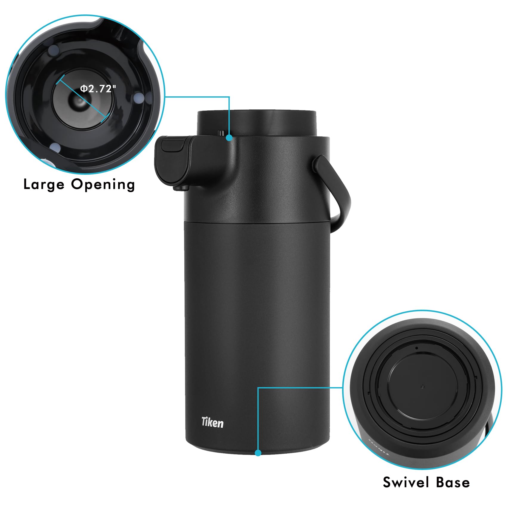 Tiken Airpot Coffee Dispenser With Pump   Coffee Carafes For Keeping Hot   Beverage Dispenser   135Oz/4L Thermal Coffee Carafe F