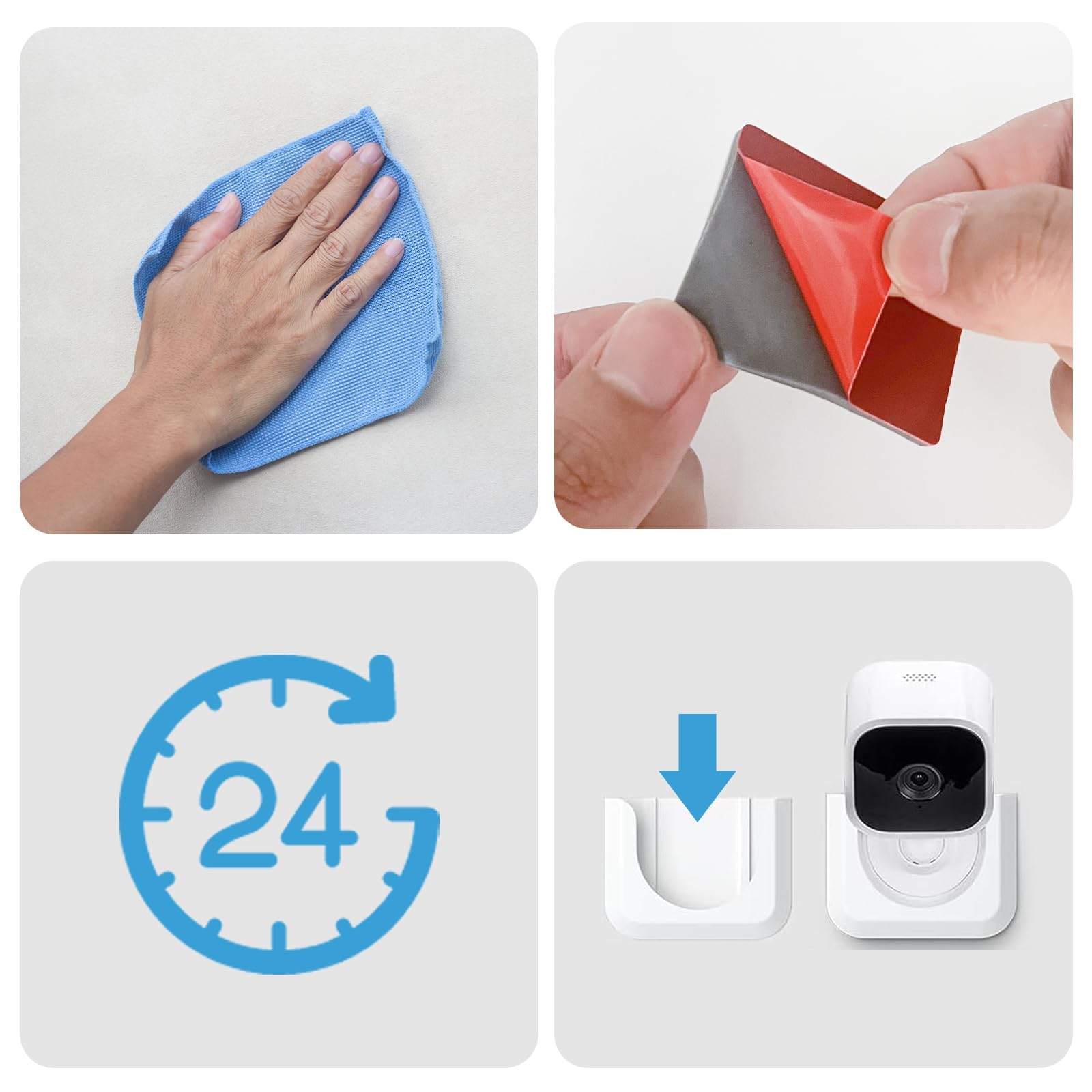 Voyaux Adhesive Wall Mount Bracket For Blink Mini Indoor Camera, No Drill, No Screws, Decorate Damage Free, Easy To Install (2 P