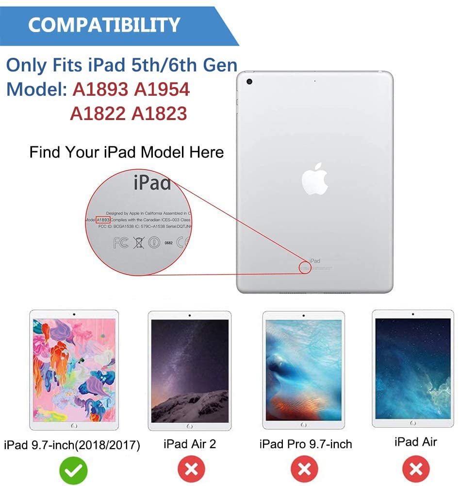 Tsqqst Ipad 9.7 Case For Kids With Glass Screen Protector | Ipad 5Th 6Th Generation For Kids Boys Girls With Stand Pencil Holder