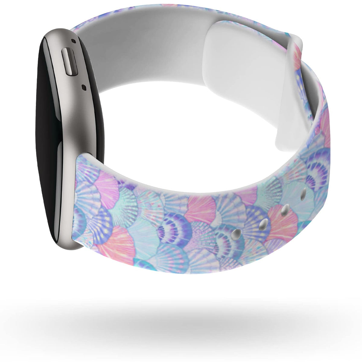 Lux Bands Seashell Printed Watch Band Compatible With Fitbit Versa 3, Versa 4/Fitbit Sense, Sense 2 Silicone Replacement Watch W
