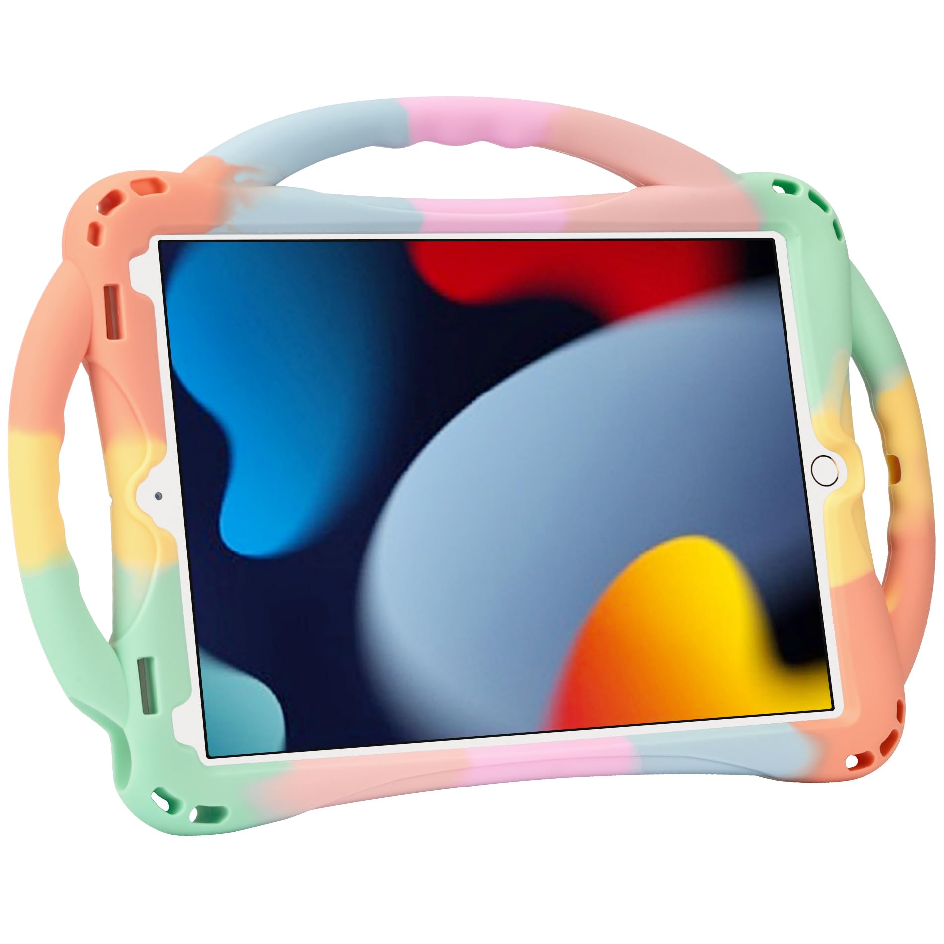 Adocham Kids Case For Ipad 9Th/8Th/7Th Generation(10.2 Inch),Lightweight Silicone Kids Ipad 10.2 Case 2021/2020/2019(Rainbow)