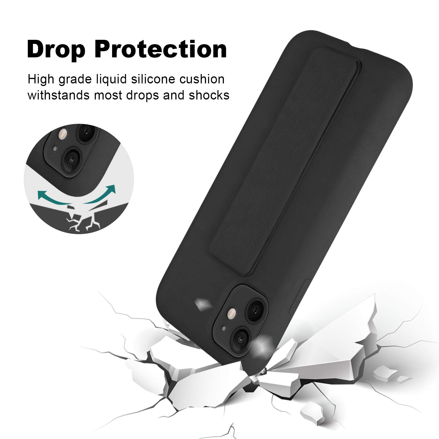 Laudtec Silicone Kickstand Case Compatible With Iphone 11 Case Vertical And Horizontal Stand Hand Strap Metal Kickstand, Flexibl