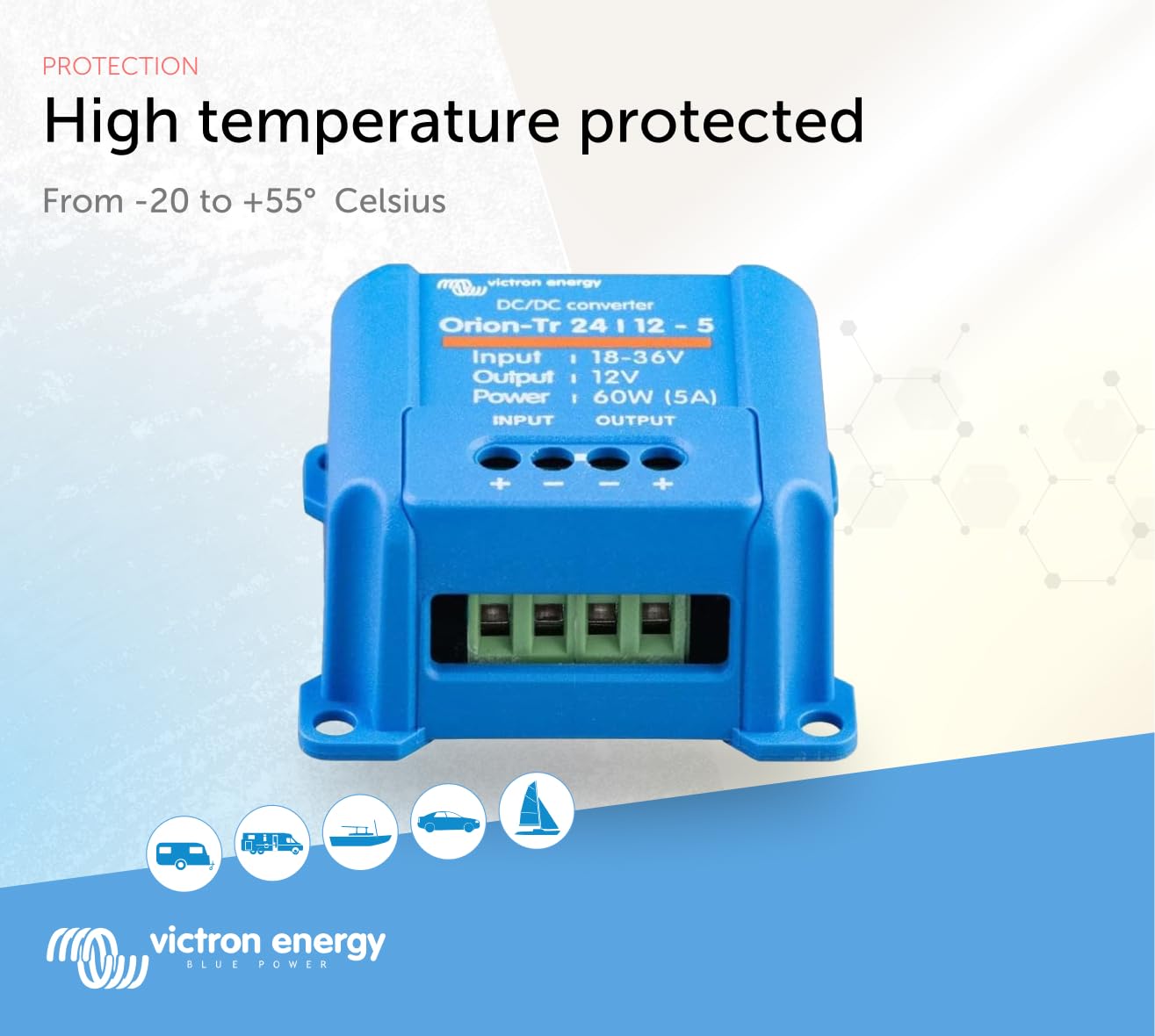 Victron Energy Orion Tr Dc To Dc Converter   24/12 Volt 5 Amp 60 Watt   Ip43 Protected   For Dual Battery Systems   Non Isolated