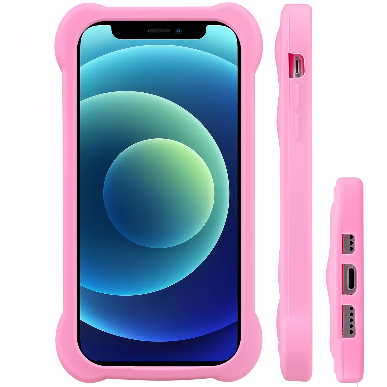 Mouzor Cute Rainbow Unicorn Case Compatible With Iphone 12 Case, Pink Horse Iphone 12 Pro Case, Kawaii Animals 3D Cartoon Soft S