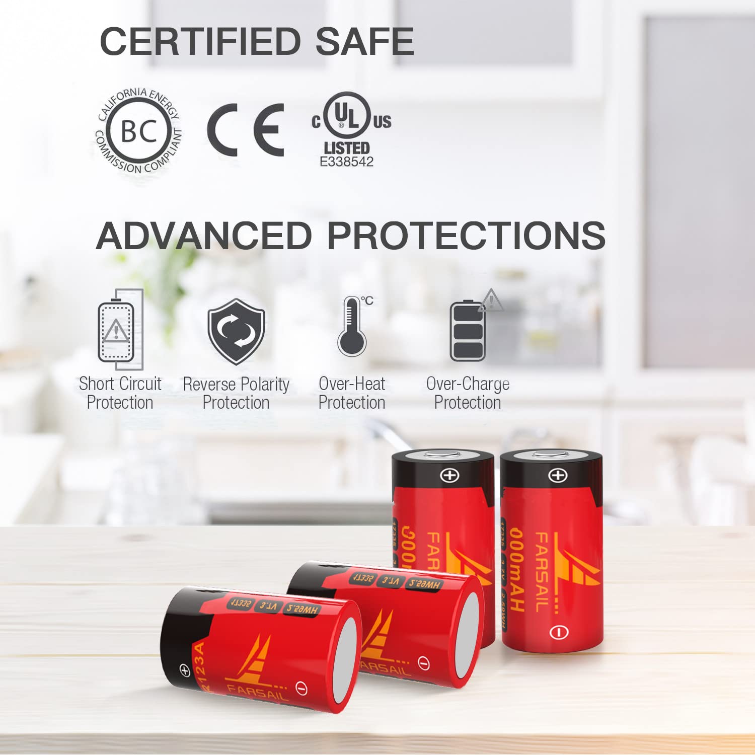 Farsail Cr123A Rechargeable Batteries, 12 Pack 800Mah 123A Rechargeable Batteries For Arlo Vmc3030 Vmk3200 Vms3130 3230C 3430 35