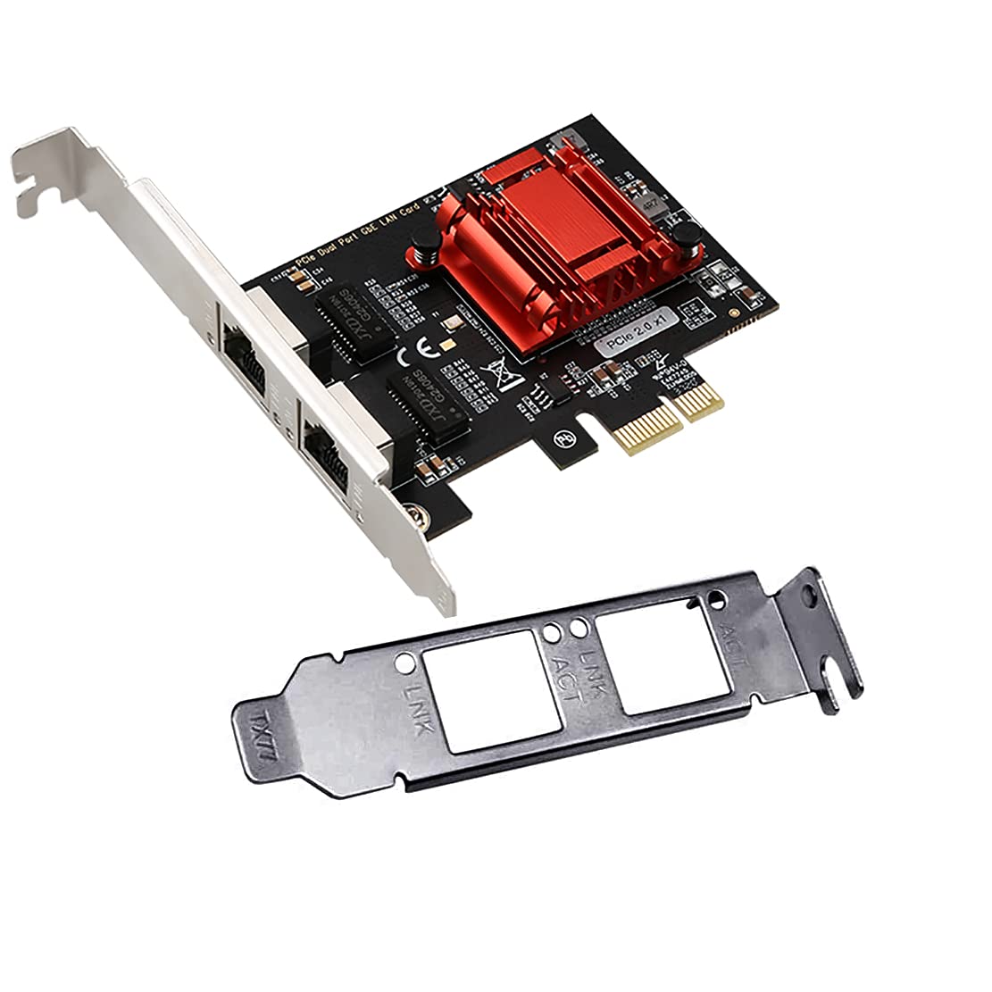 Dual Port Pcie Gigabit Network Card 1000M Pci Express Ethernet Adapter With Intel 82575/82576 Two Ports Lan Nic Card For Support Pxe For Windows/Windows Server/Linux/Freebsd/Dos With Low Profile