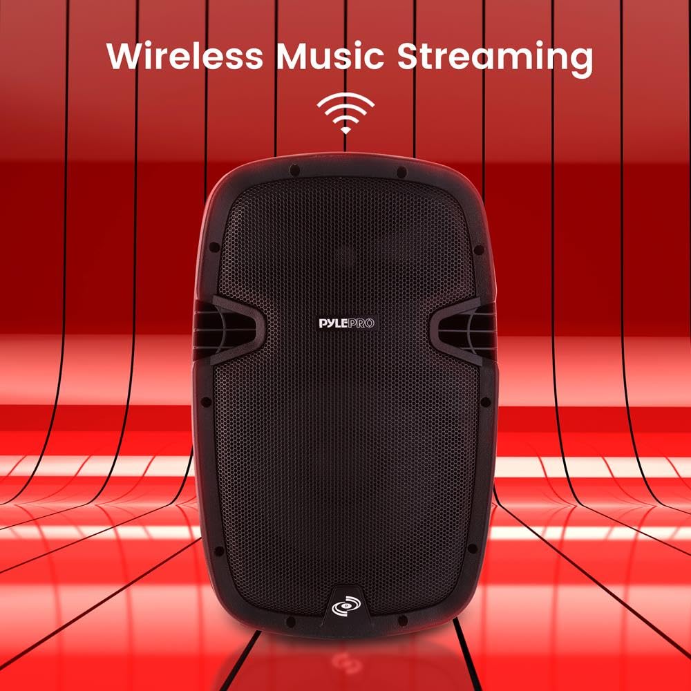Pyle Pro Powered Active Pa Loudspeaker Bluetooth System   10 Inch Bass Subwoofer Monitor Speaker And Built In Usb For Mp3, Dj Pa